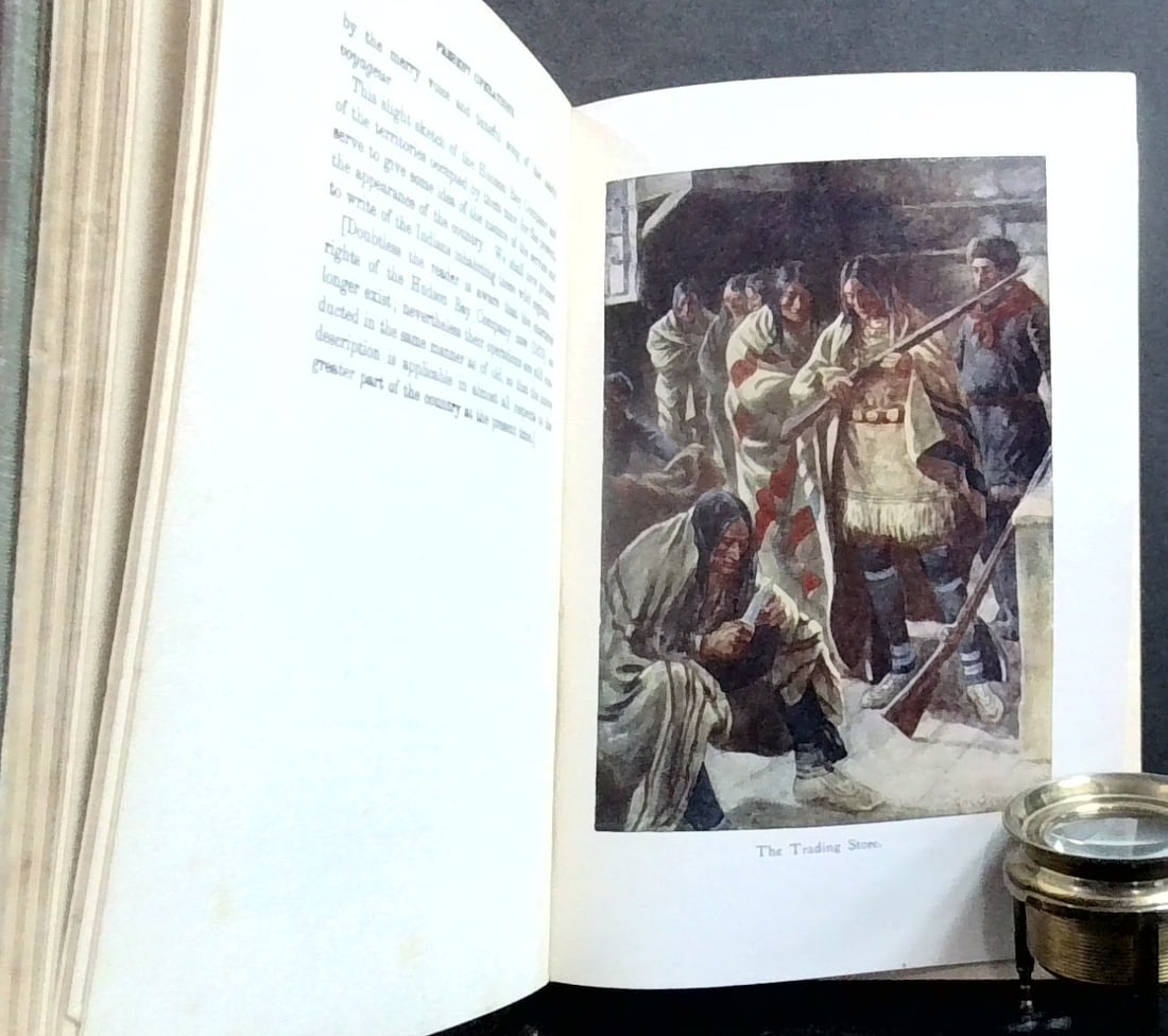 Hudson Bay by Robert Michael Ballantyne the Wilds of North America illustratrated: Published by Nelsons and Sons 1882, blindstamped pictorial green cloth gilt, bevelled boards, aeg (cloth rubbed & a little frayed at extremities, hinges starting, inscrip to upper pastedown, occ. prev