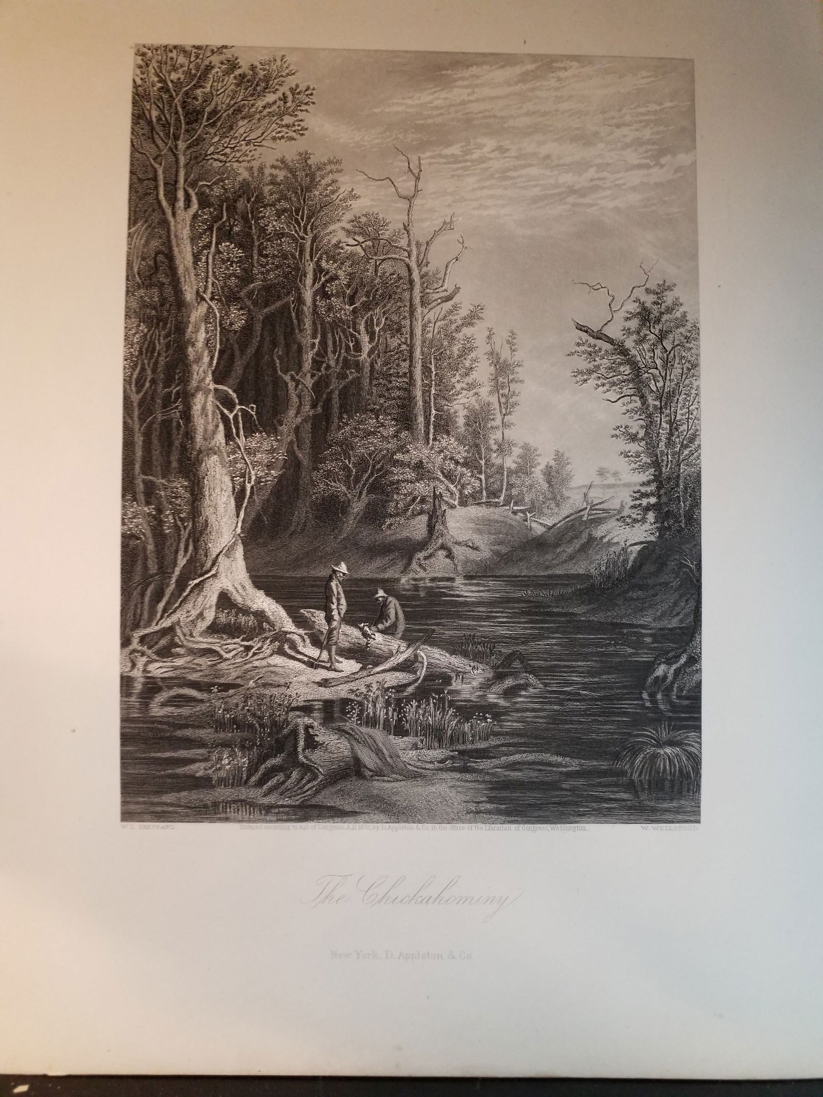 Original 1873 large Engraved Plate of The Chickahominy: Excellent for Framing, Beautiful Original Steel engraving from an circa. 1873 , book Picturesque America by William Cullen Bryant, D Appleton Co. , Limited Foxing overall bright on original hard stock