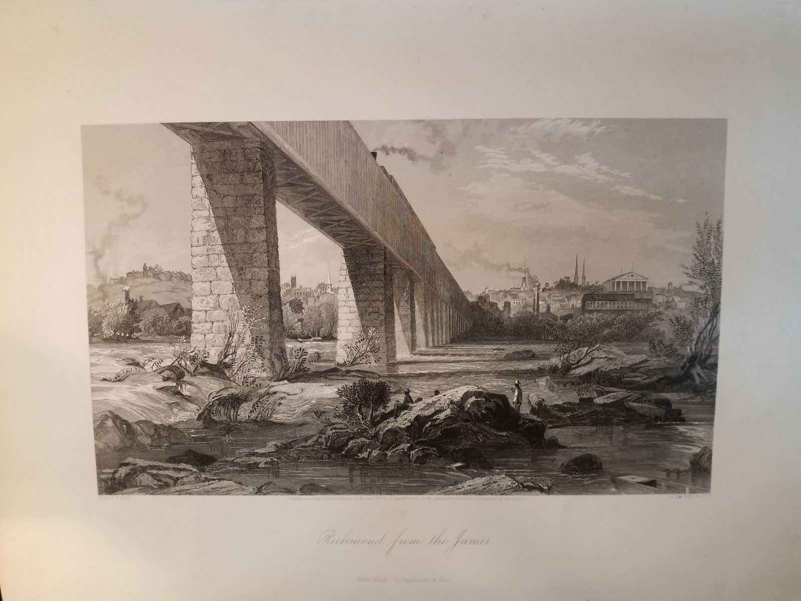 Original 1873 Engraving view of the City of Richmond from the James: Excellent for Framing, Beautiful Original Steel engraving from an circa. 1873 , book Picturesque America by William Cullen Bryant, D Appleton Co. , Limited Foxing overall bright on original hard stock