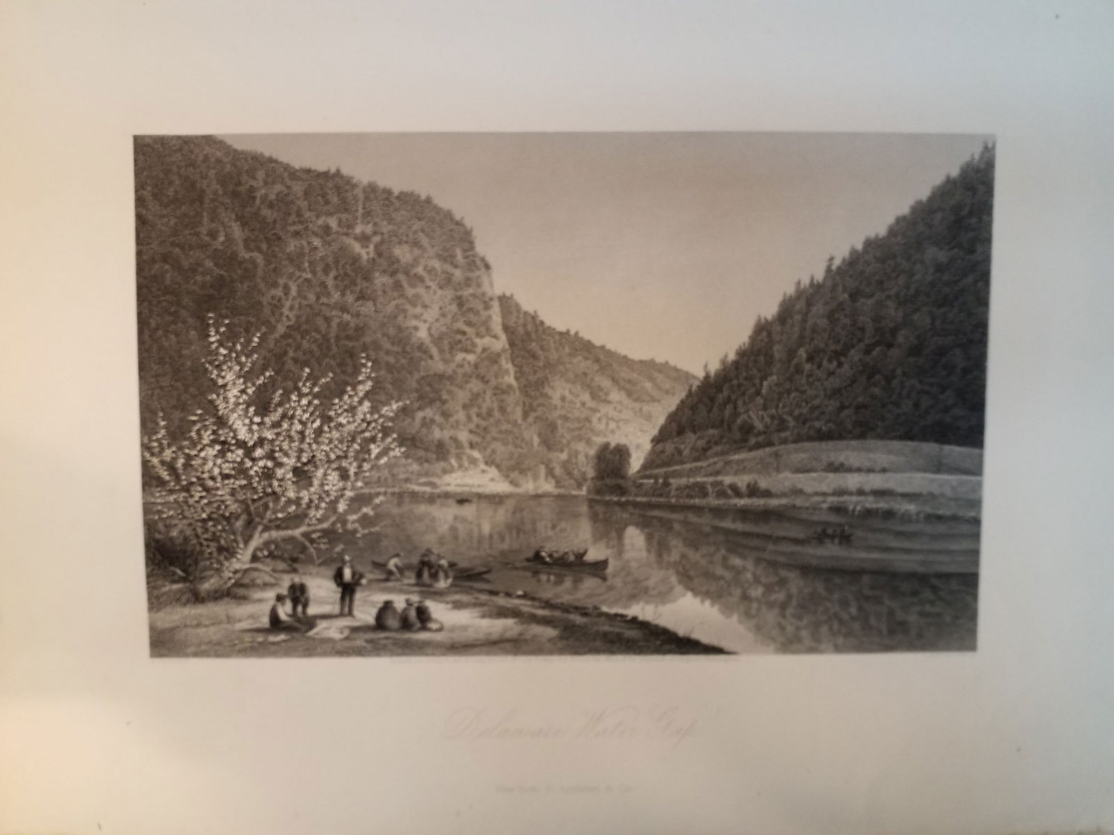 1873 large Original Engraving beautiful view of the Delaware Water Gap (1 of 1)