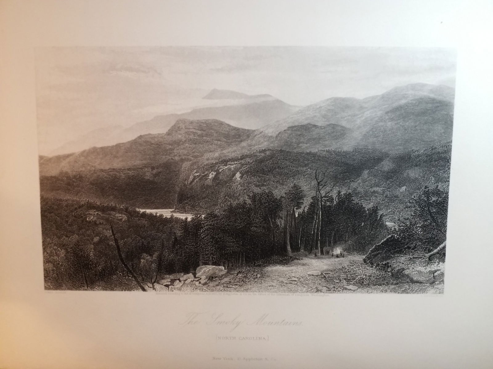 Original 1873 Panoramic Engraved view of the Lonely Mountains North Carolina: Excellent for Framing, Beautiful Original Steel engraving from an circa. 1873 , book Picturesque America by William Cullen Bryant, D Appleton Co. , Limited Foxing overall bright on original hard stock