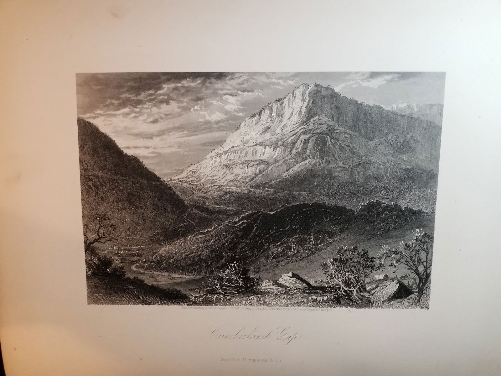 1873 Original Engraving of the Cumberland Gap: Excellent for Framing, Beautiful Original Steel engraving from an circa. 1873 , book Picturesque America by William Cullen Bryant, D Appleton Co. , Limited Foxing overall bright on original hard stock