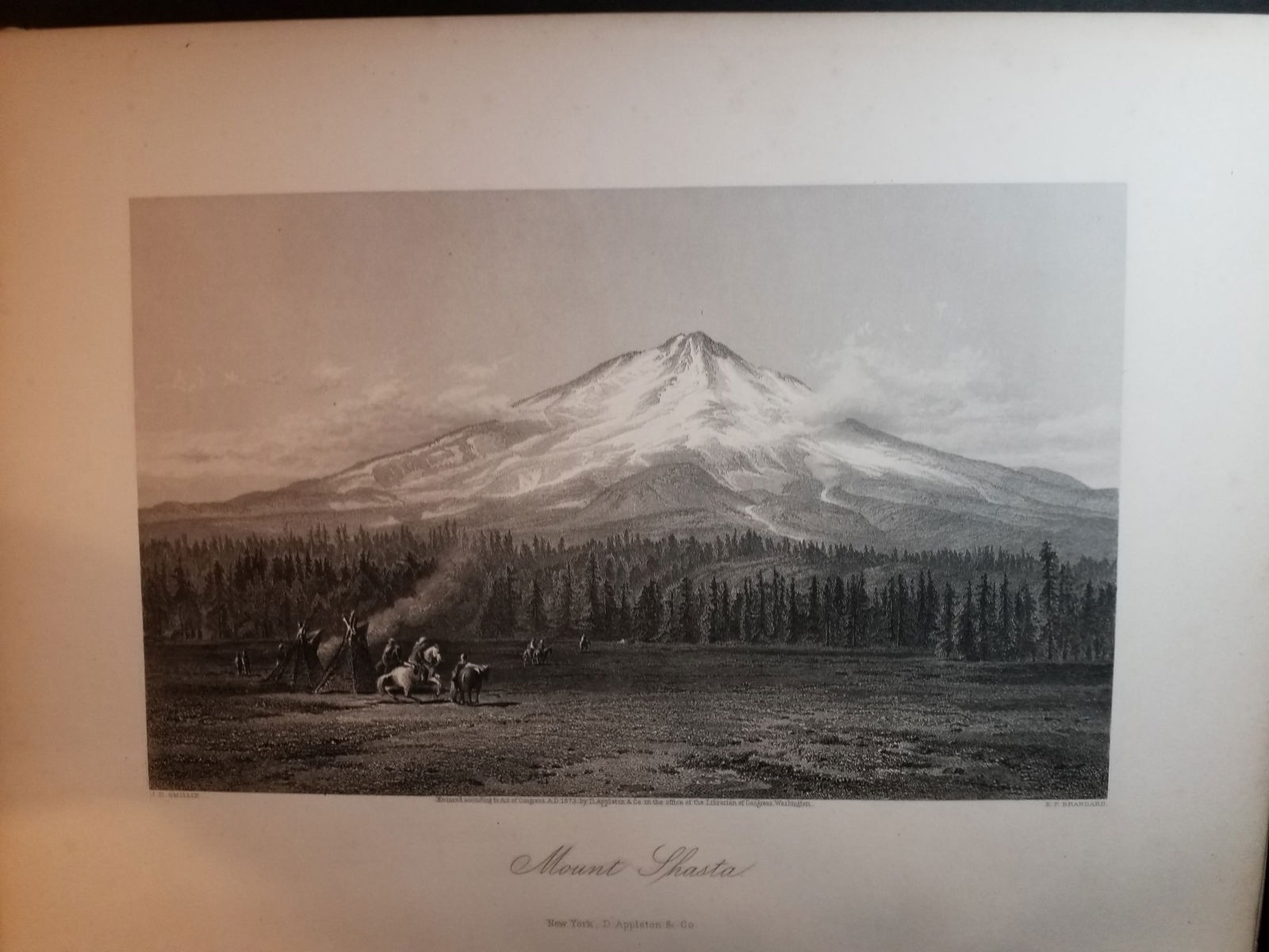 1873 original Engraving Super View of Mount Shasta: Excellent for Framing, Beautiful Original Steel engraving from an circa. 1873 , book Picturesque America by William Cullen Bryant, D Appleton Co. , Limited Foxing overall bright on original hard stock