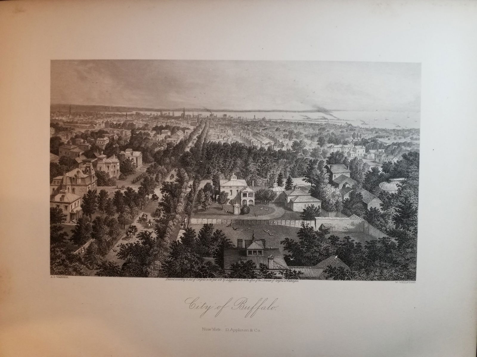 1873 original Engraving of the City of Buffalo New York: Excellent for Framing, Beautiful Original Steel engraving from an circa. 1873 , book Picturesque America by William Cullen Bryant, D Appleton Co. , Limited Foxing overall bright on original hard stock