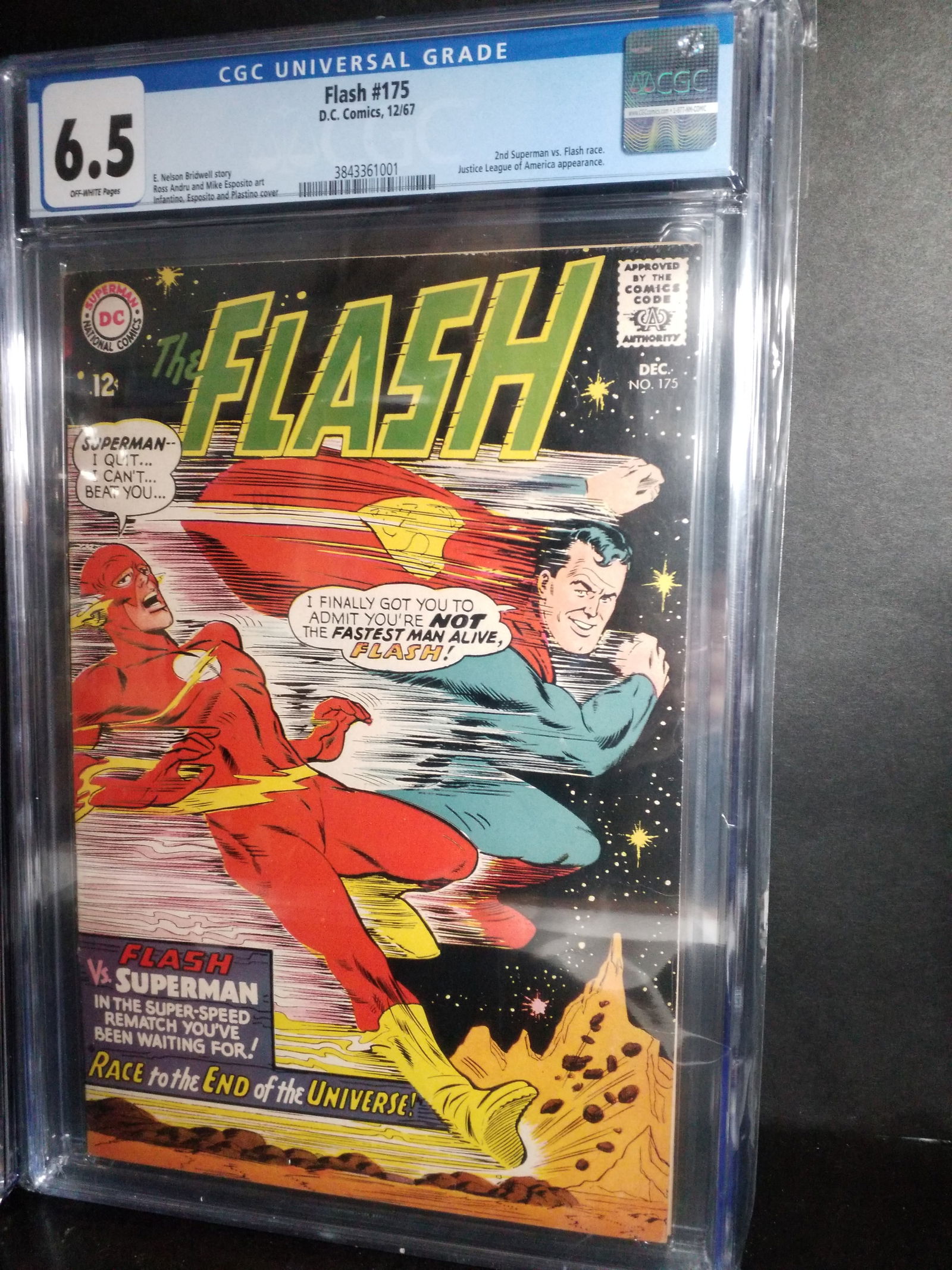 1967 Flash 175 CGC 6.5 2nd Superman Flash Race with Justice League Appearance RARE: CGC Graded Flash Comic #175 Well preserved.