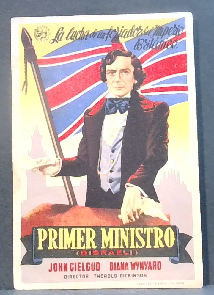 Disraeli Diana Wynward John Gielgud 1944 ORIGINAL SPANISH MOVIE HERALD: In Good Condition. From the First release of this movie in Spain, Beautiful Artwork.Original Spanish Movie Herald- Please note that Spanish heralds, like U.S. heralds, were printed in large quantities