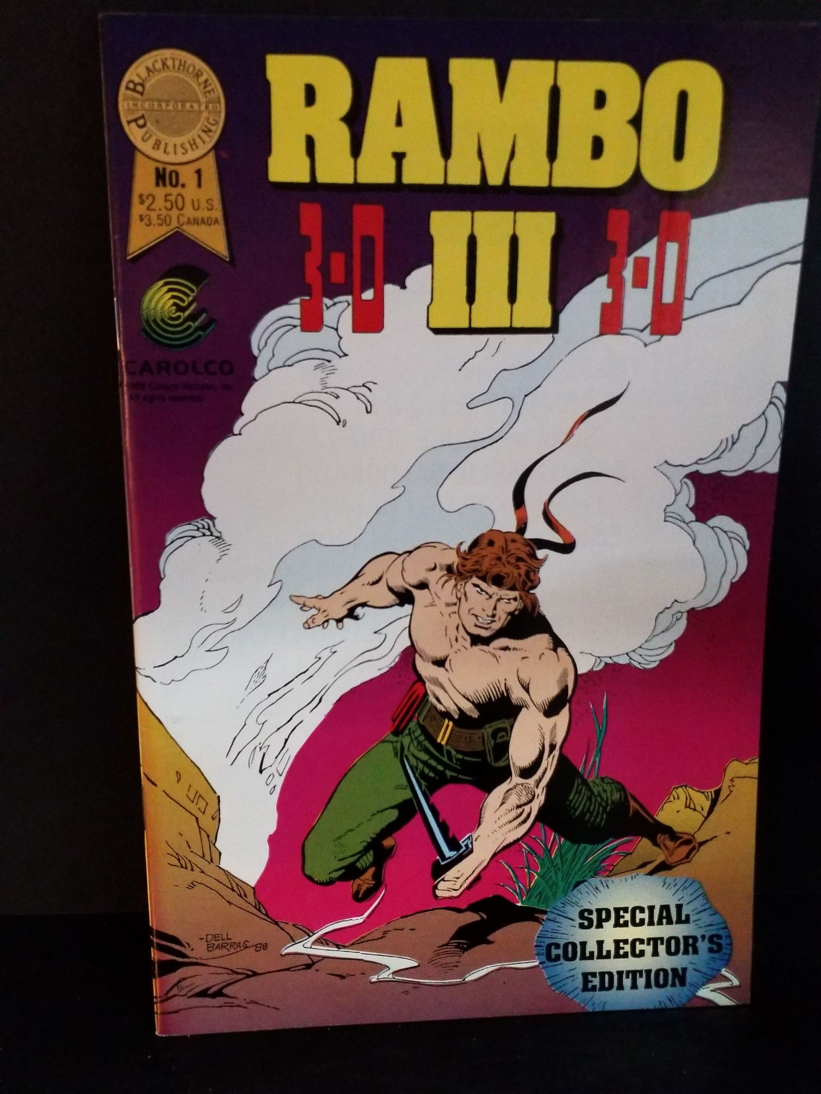 Rambo III 3-D Comic + 3D Glasses Blackthorne Third Dimension Movie Adaptation VF+/ NM: A Higher Grade comic. Although we are not comic book graders the majority of the comic books in this sale are in exceptional condition. All Comics come bagged and boarded, Please view pictures. Comic