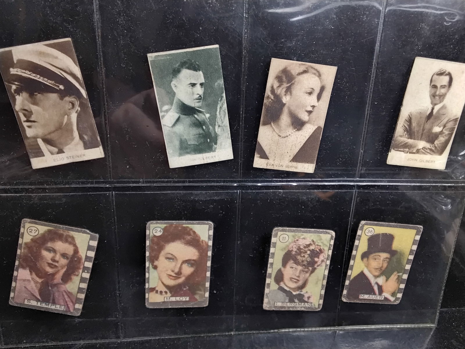 A Nice Collection of Early 1930s Tobacco and Confectionary CInema Cards and Stamps Shirley Temple: A Nice Collection of Early 1930s Tobacco and Confectionary CInema Cards and Stamps Shirley Temple, Fred McMurray, Barbara Stanwyck, Myrna Loy, Ingrid Bergman etc. Very Nice unusual collection in prote