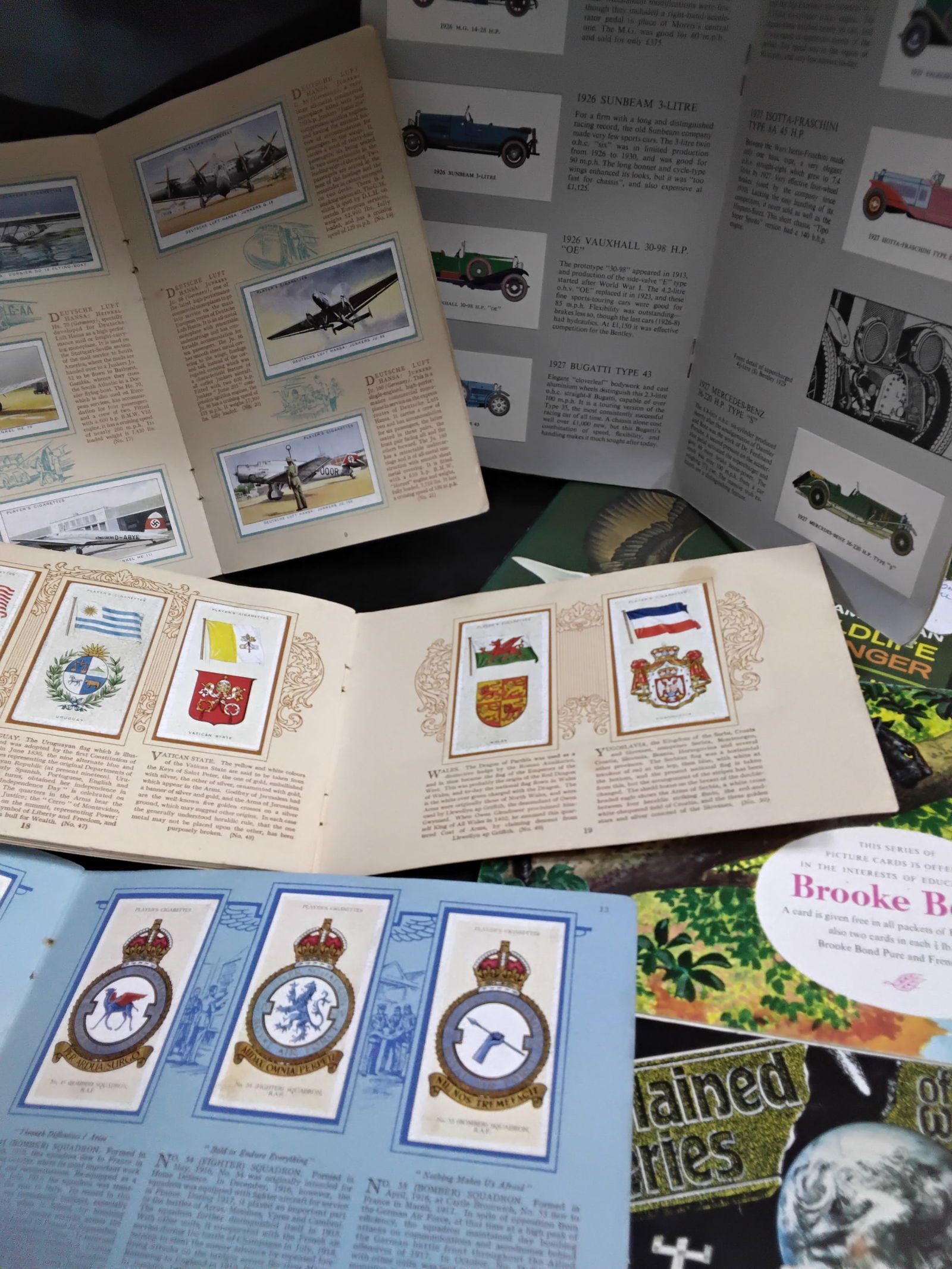 1920s 30s, Collection of 10 Tobacco cards and trade cards albums sets: a nice collection of tobacco cards and trade cards albums dating from the 1920s to 50s covering various subjects, these albums were made specifically for these cards and most are completed and complet