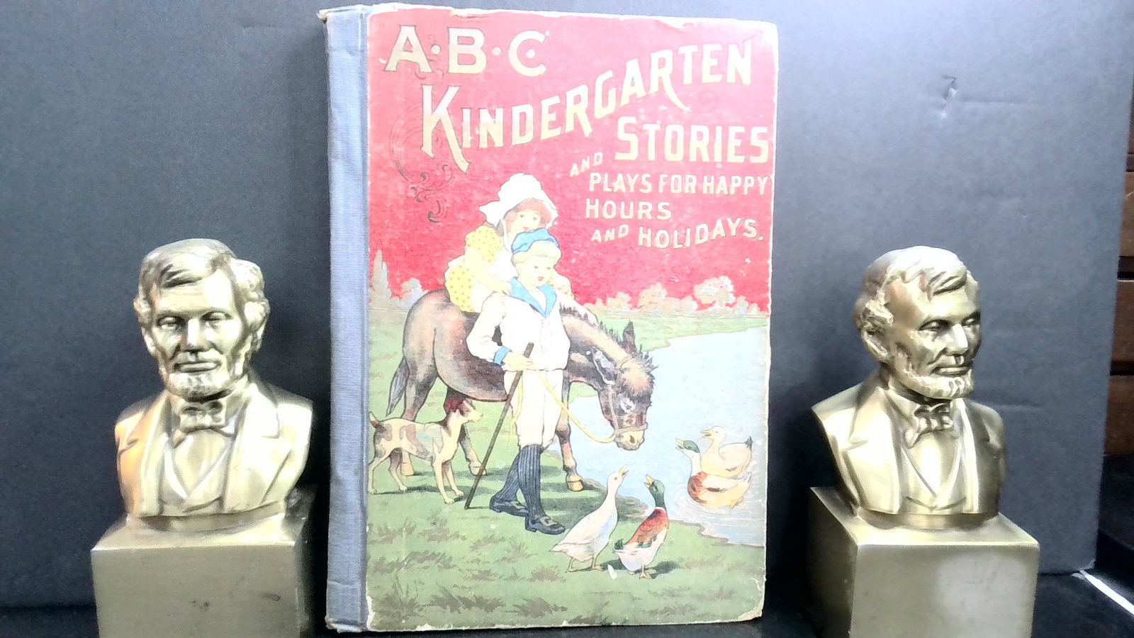 A B C Kindergarten Stories Marion Greenwood Humorous Juvenile stores Beautifully Embellished: 1902 , published by Dz Howell, Incredibly and Beautifully illustrated through, pastedown cover pic original paper hardcover boards, overall solid for its year, limited waer, very good condition.