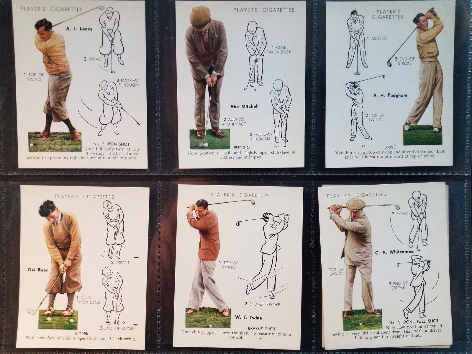 1939 JOHN PLAYER GOLF Famous PLAYERS & SHOTS COMPLETE 25 CARD Tobacco cards Set (1 of 7)