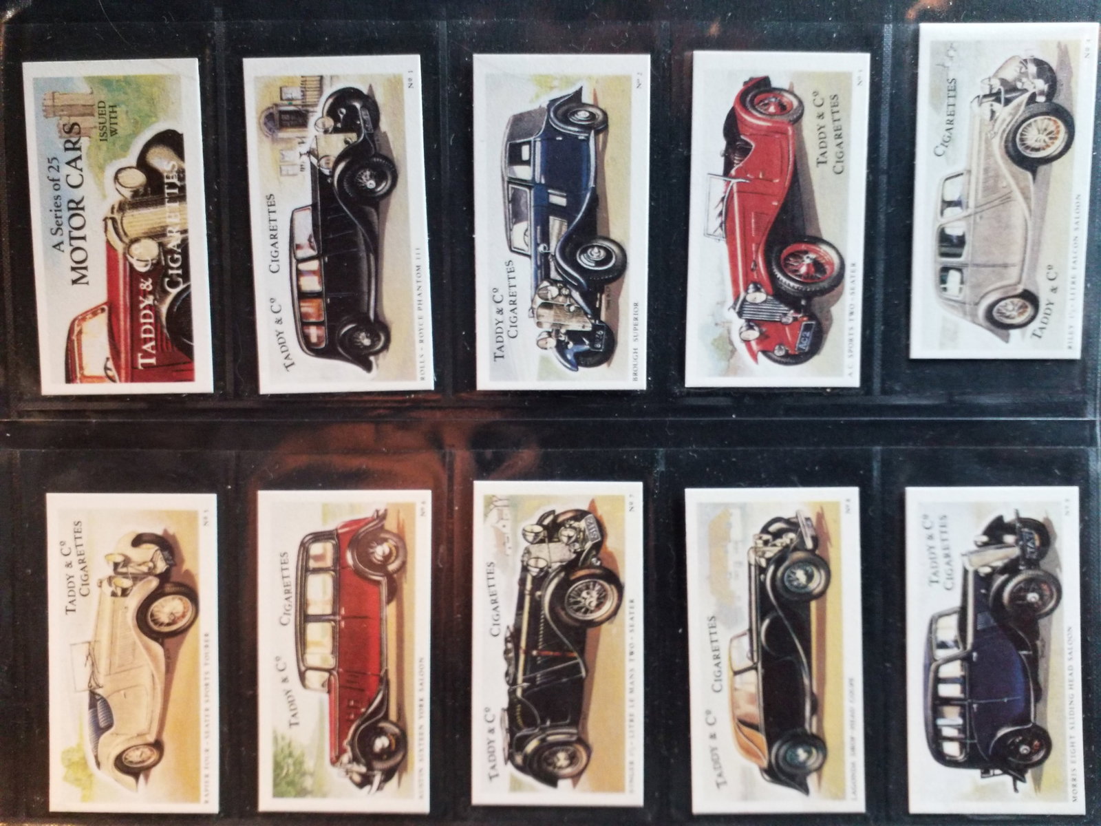 1980 Taddy Motor Cars Automobile Tobacco cards Set 25 cards set (1 of 3)