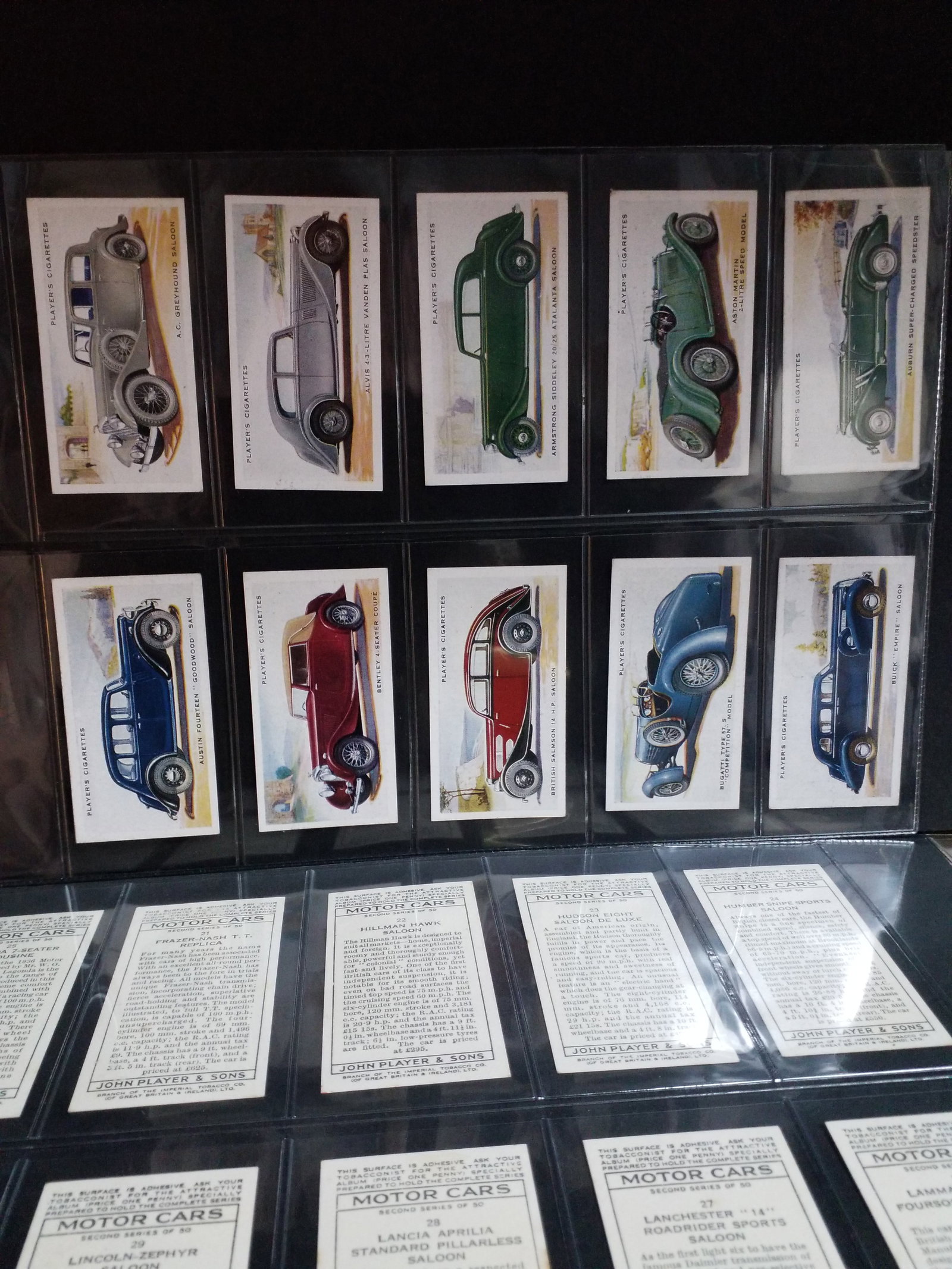 John Players Cigarette Cards Motor Cars 2nd Series 1937 Complete Set 50 Tobacco cards set (1 of 5)