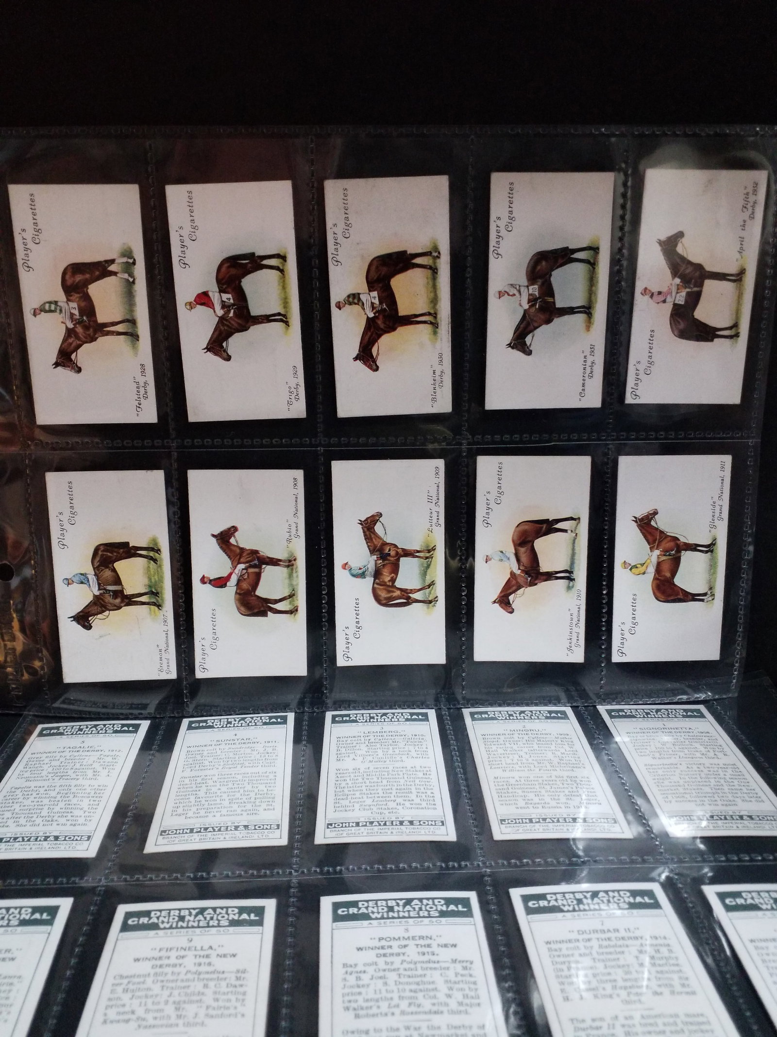 Derby and Grand National Winners 1933 John Player Cigarette Card Set Complete 50 Tobacco cards set (1 of 5)