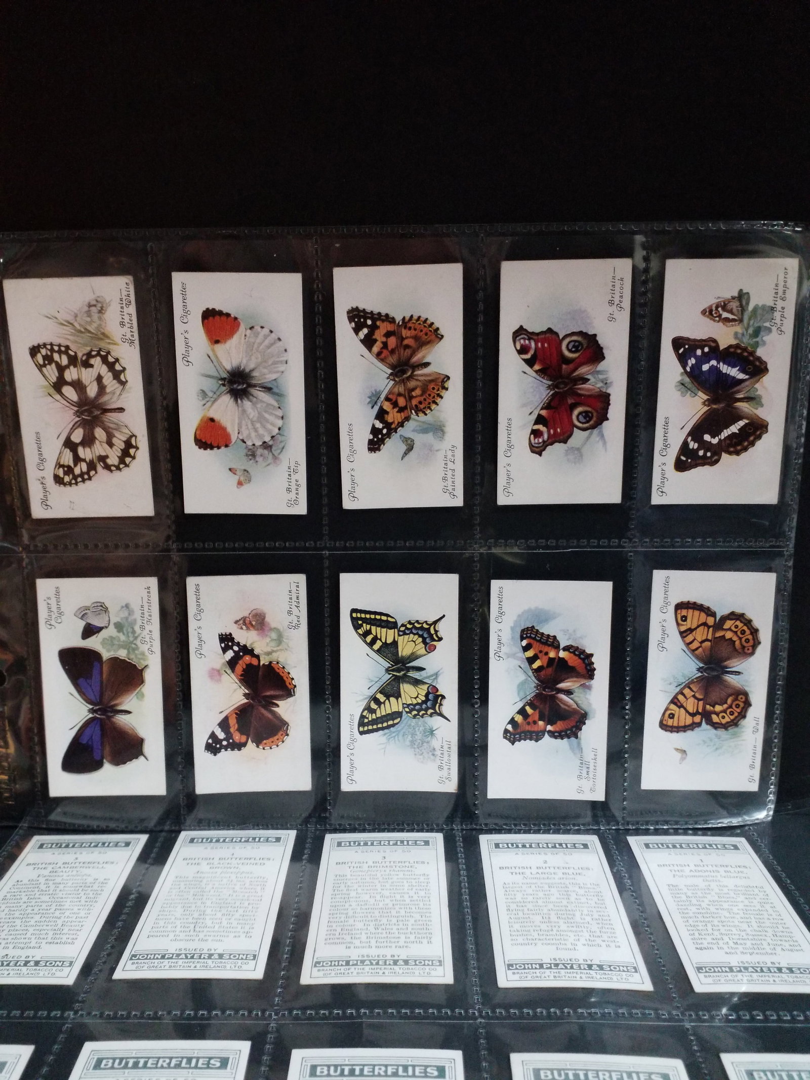 1932 Butterflies 1st series John Player Cigarettes Complete set of 50 Tobacco cards (1 of 4)