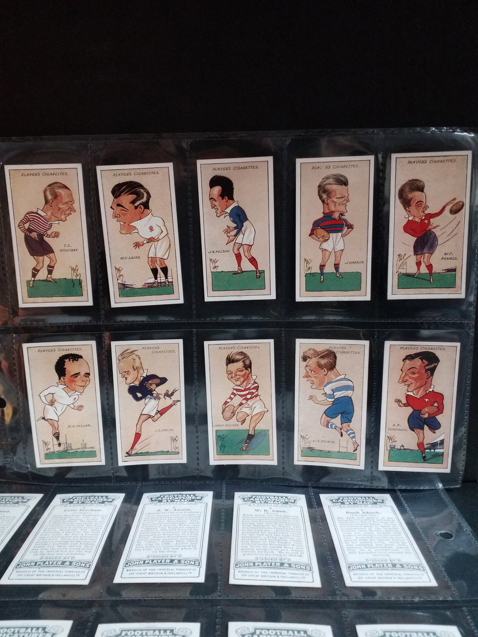 1927 CIGARETTE CARDS Player Tobacco Football Caricatures by "MAC" Complete SET of 50 Tobacco cards (1 of 5)