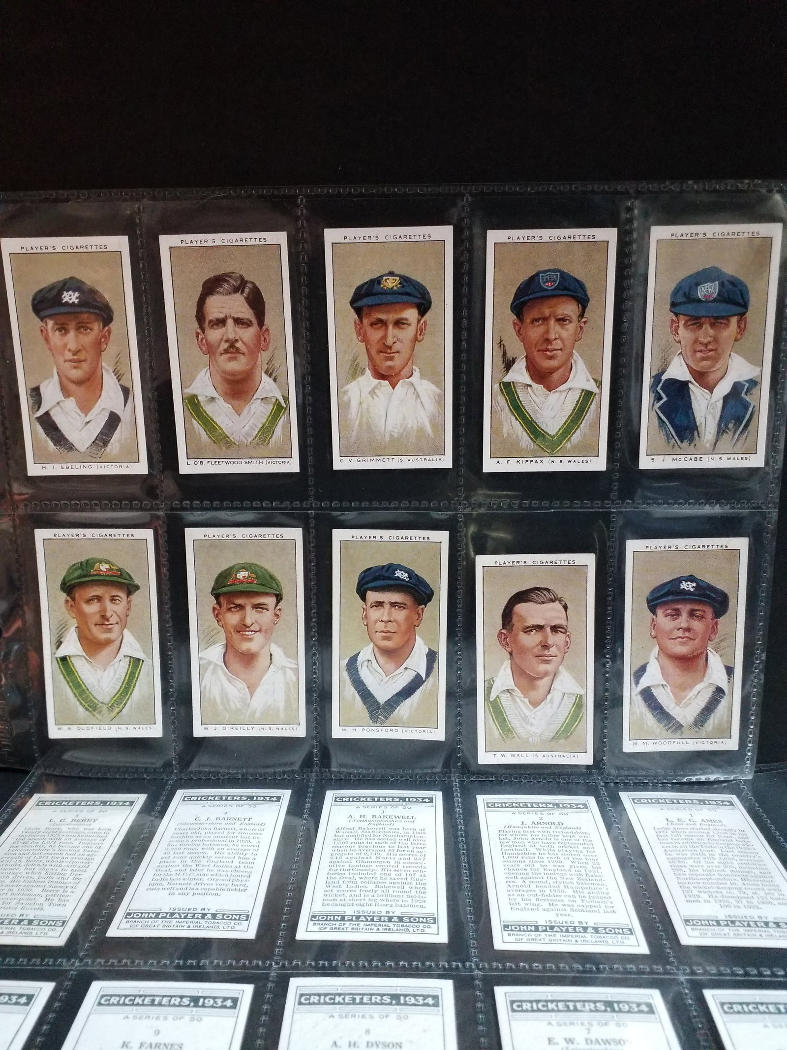 Cricketers 1934 John Player & Sons "A" Series cigarette cards set of 50 cards complete (1 of 5)