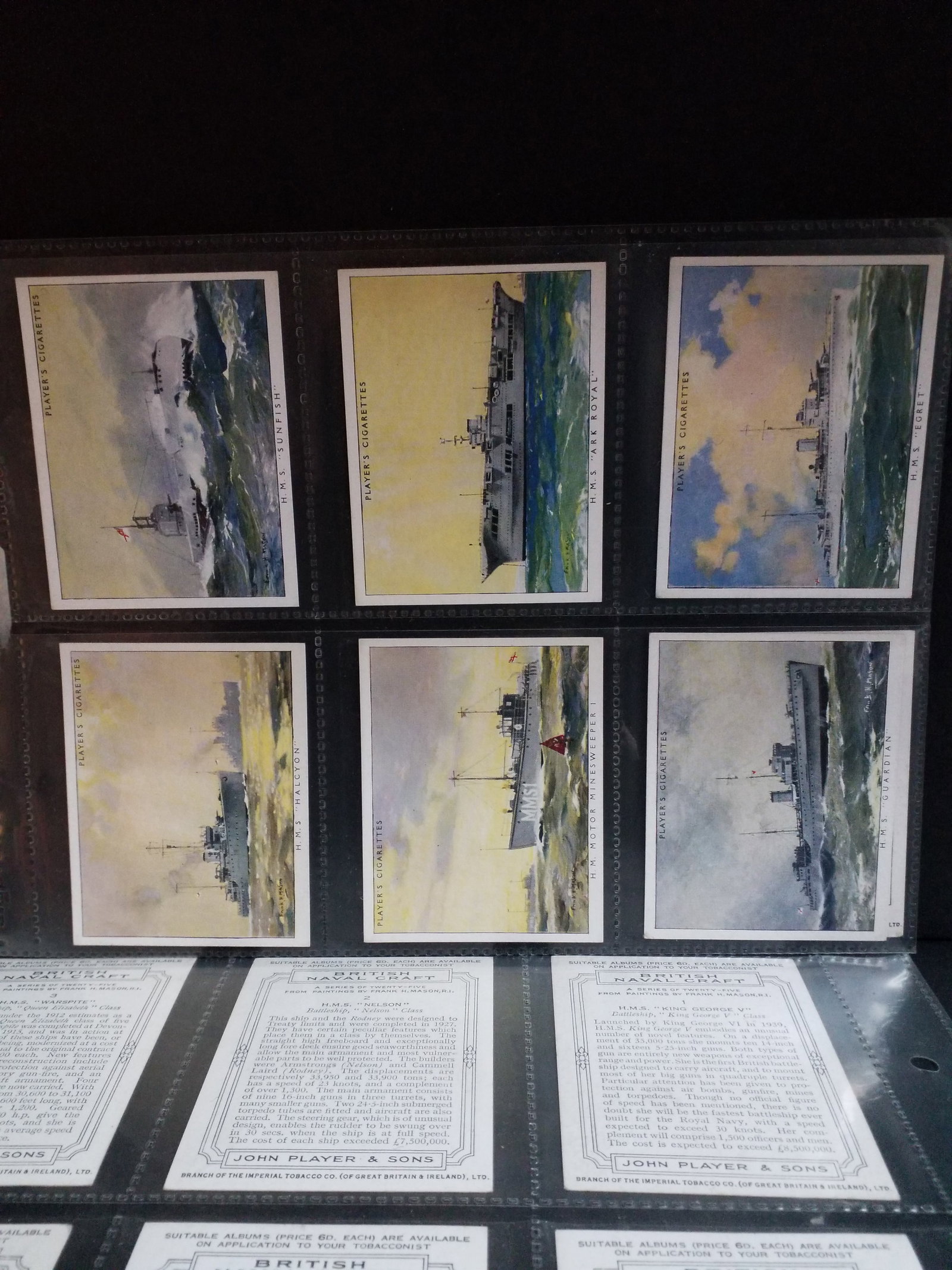 1939 British Naval Craft CIGARETTE CARDS Large format Tobacco cards set of 25 cards complete (1 of 7)