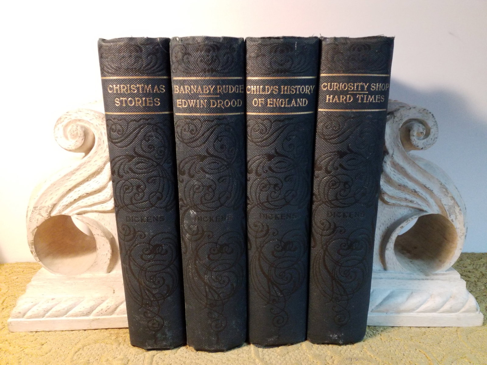 4 Antique Decorative Charles Dickens Volumes from the 1870s: Published by Hurst in the 1870s. Classics by Charles Dickens. Please view pictures below. Overall in very good condition, Each volume with frontis.
