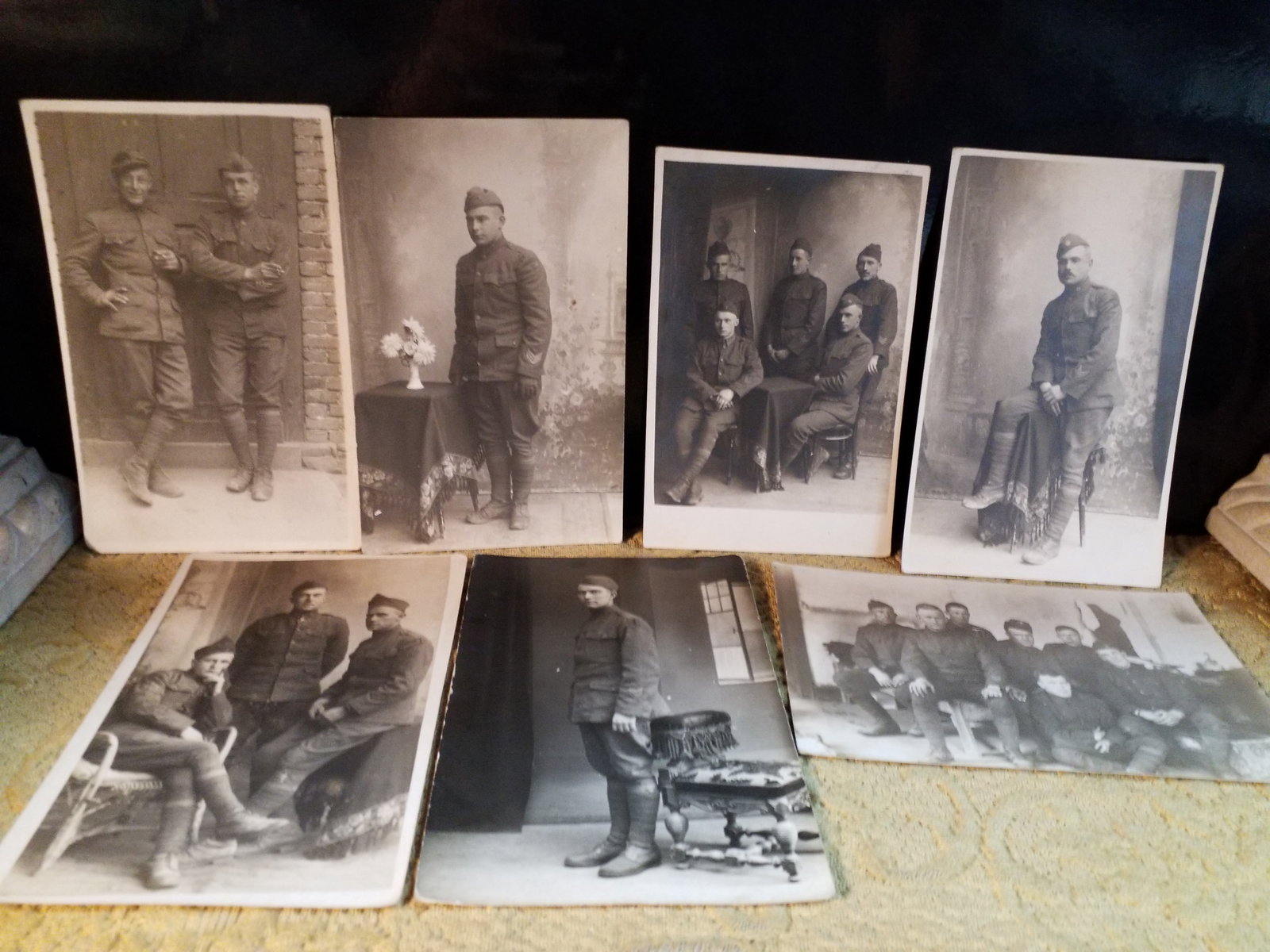 Lot of 7 Original WWI RPPC Real Photo Postcard believed to Be U.S. and German Soldiers (1 of 5)