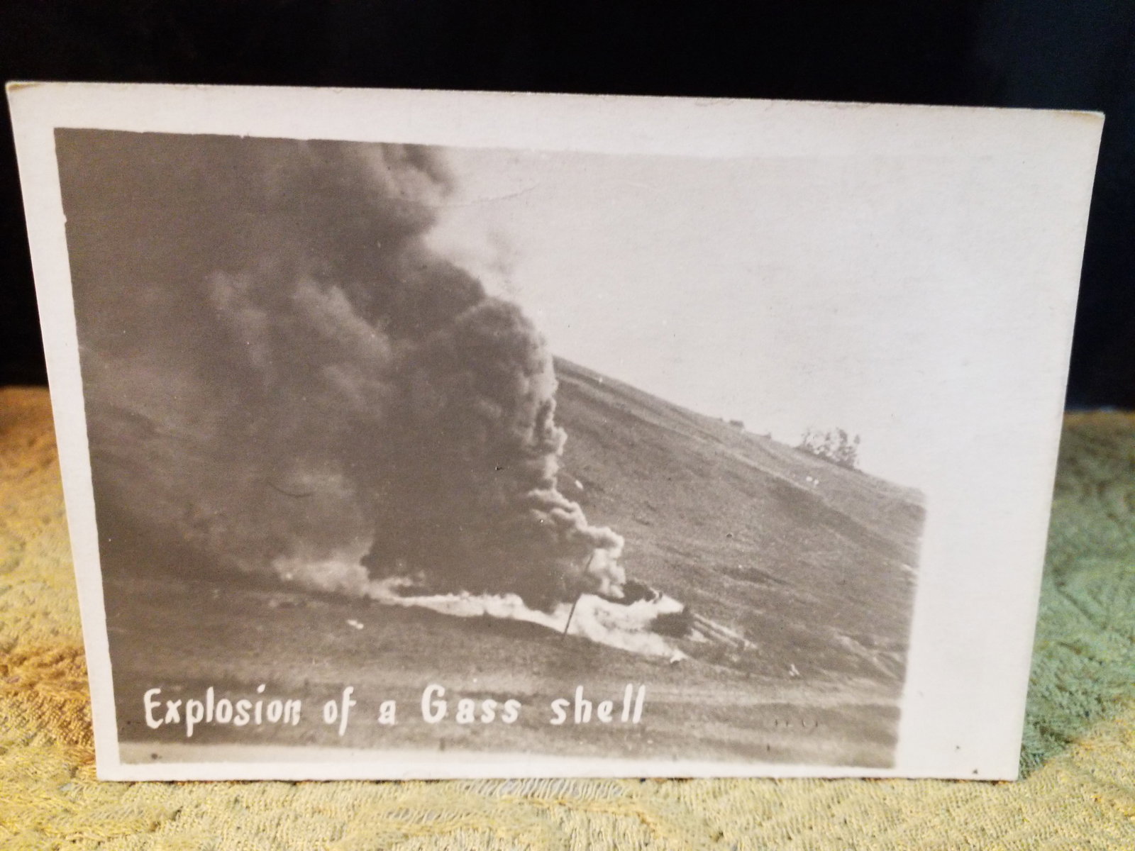Original WWI RPPC Real Photo Postcard of Explosion of a Gas Shell (1 of 2)