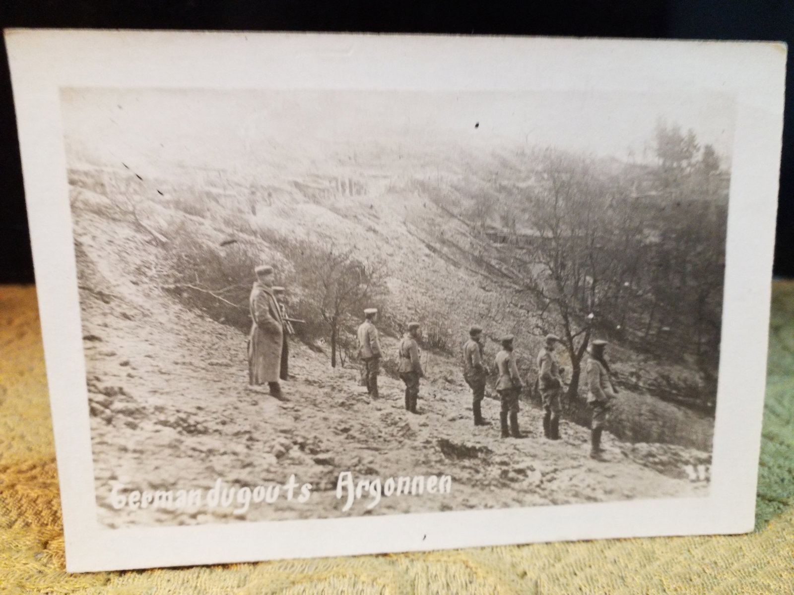Original WWI RPPC Real Photo Postcard of German Fortified Dugouts in the Argonnen (1 of 2)