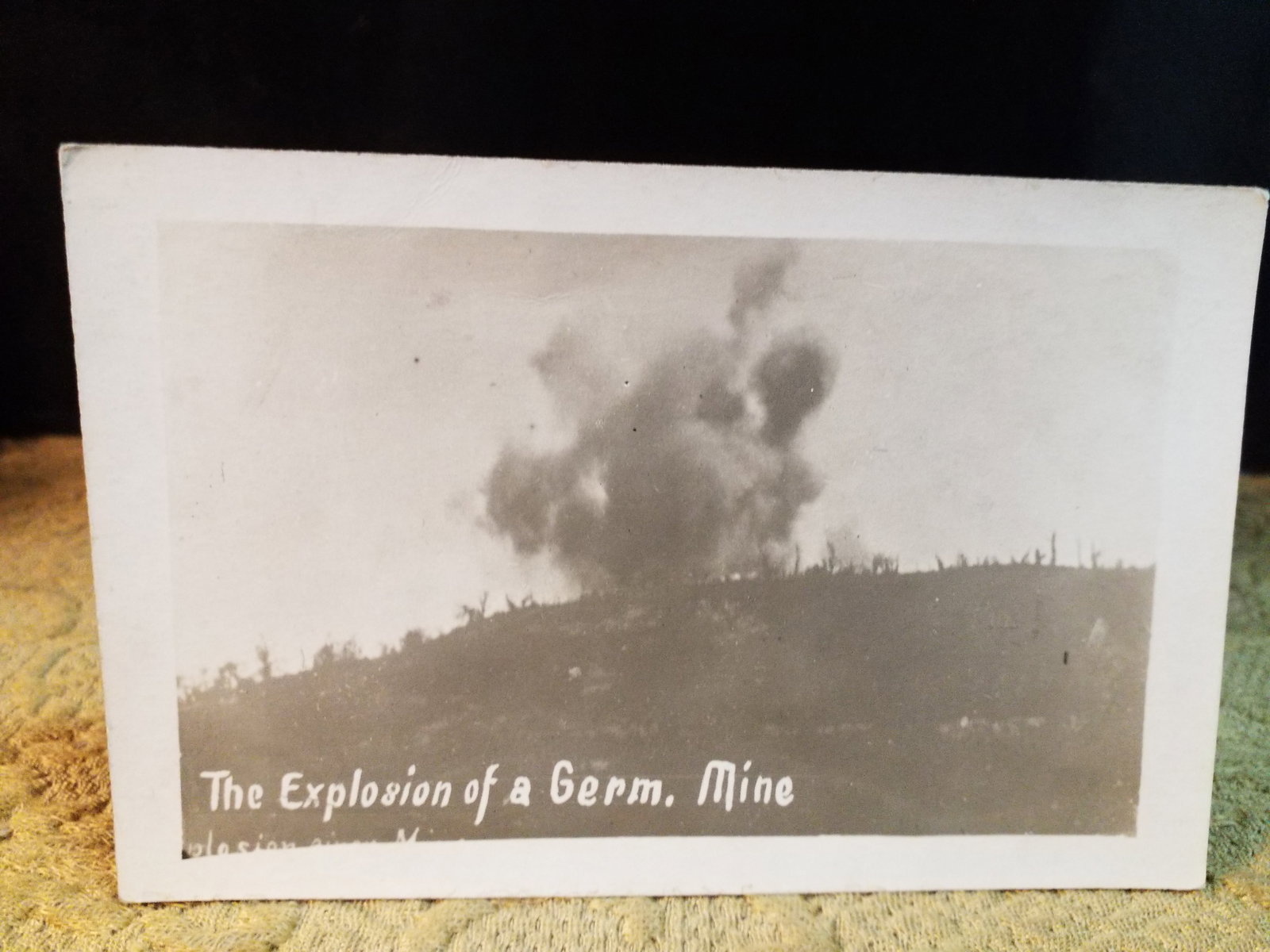 Original WWI RPPC Real Photo Postcard of an Explosion of a German Mine (1 of 2)