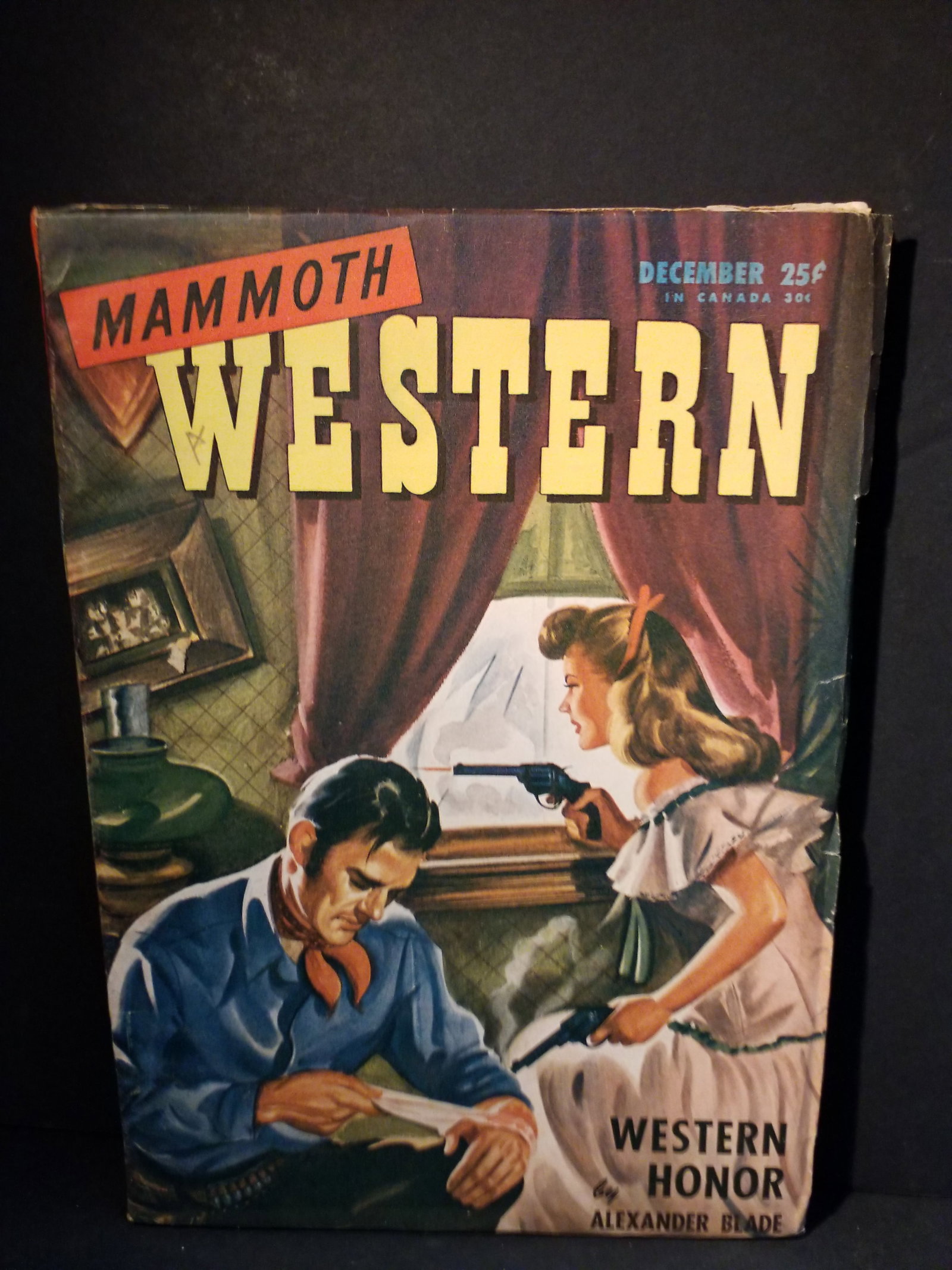 Orginal Pulp Dec. 1946 Mammoth Western Featuring Western Honor by Alexander Blade Higher Grade F+ (1 of 5)
