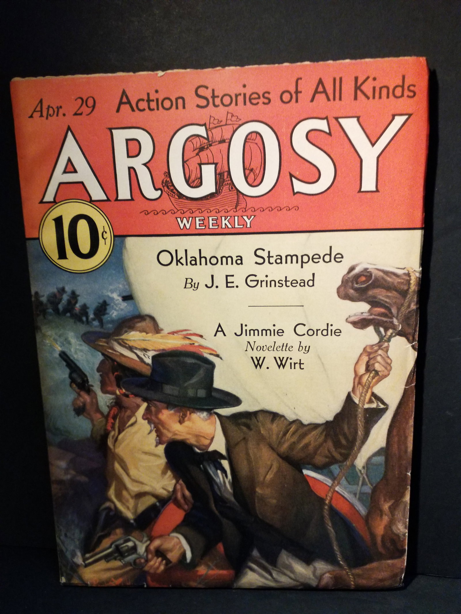 Original Pulp Argosy Apr. 29 1933 Oklahoma Stampede by J E Grinstead Higher Grade /VF (1 of 5)