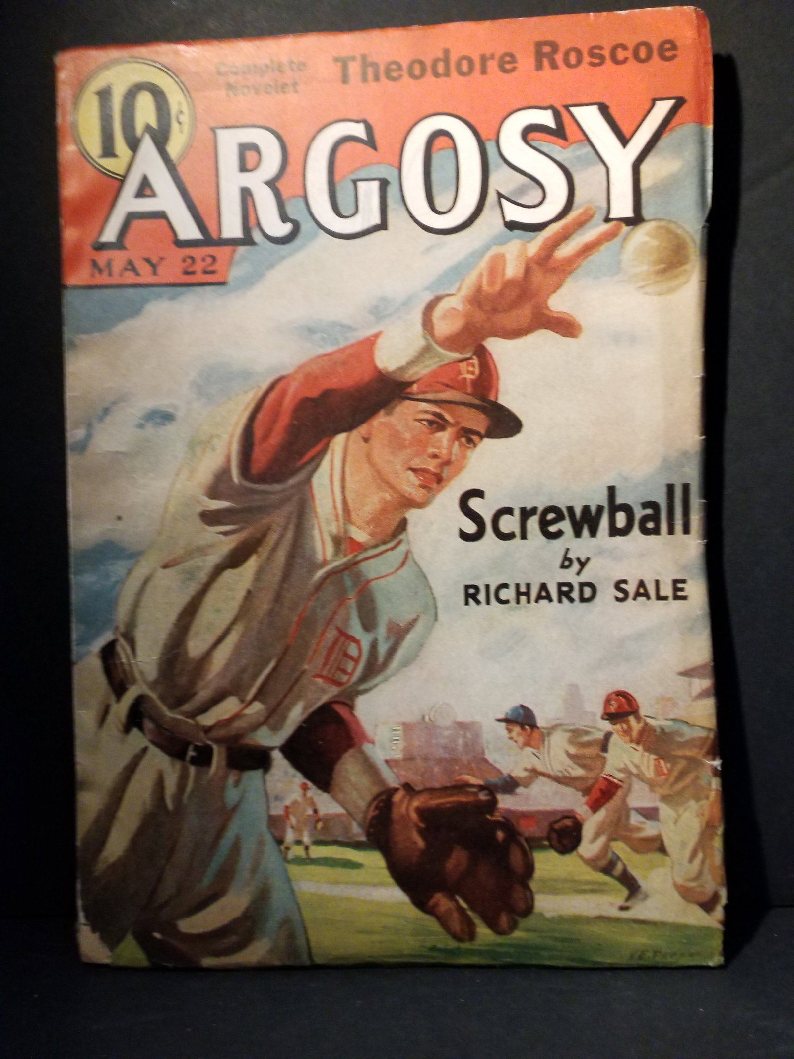 Original Argosy Pulp Baseball cover, Screwball by Richard Sale May 22 1937 VG (1 of 3)