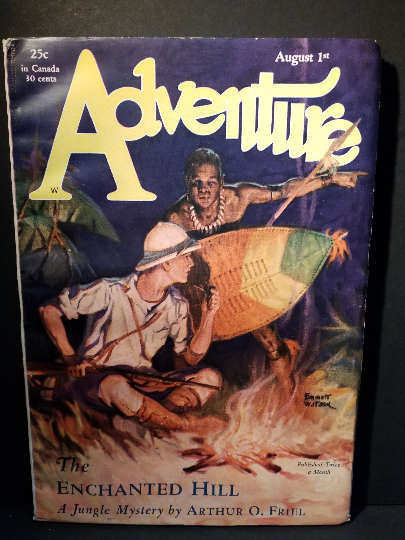 Aug. 1929 Original Adventure Pulp The Enchanted Hill a Jungle Mystery by Arthur Friel VF-F+ (1 of 4)