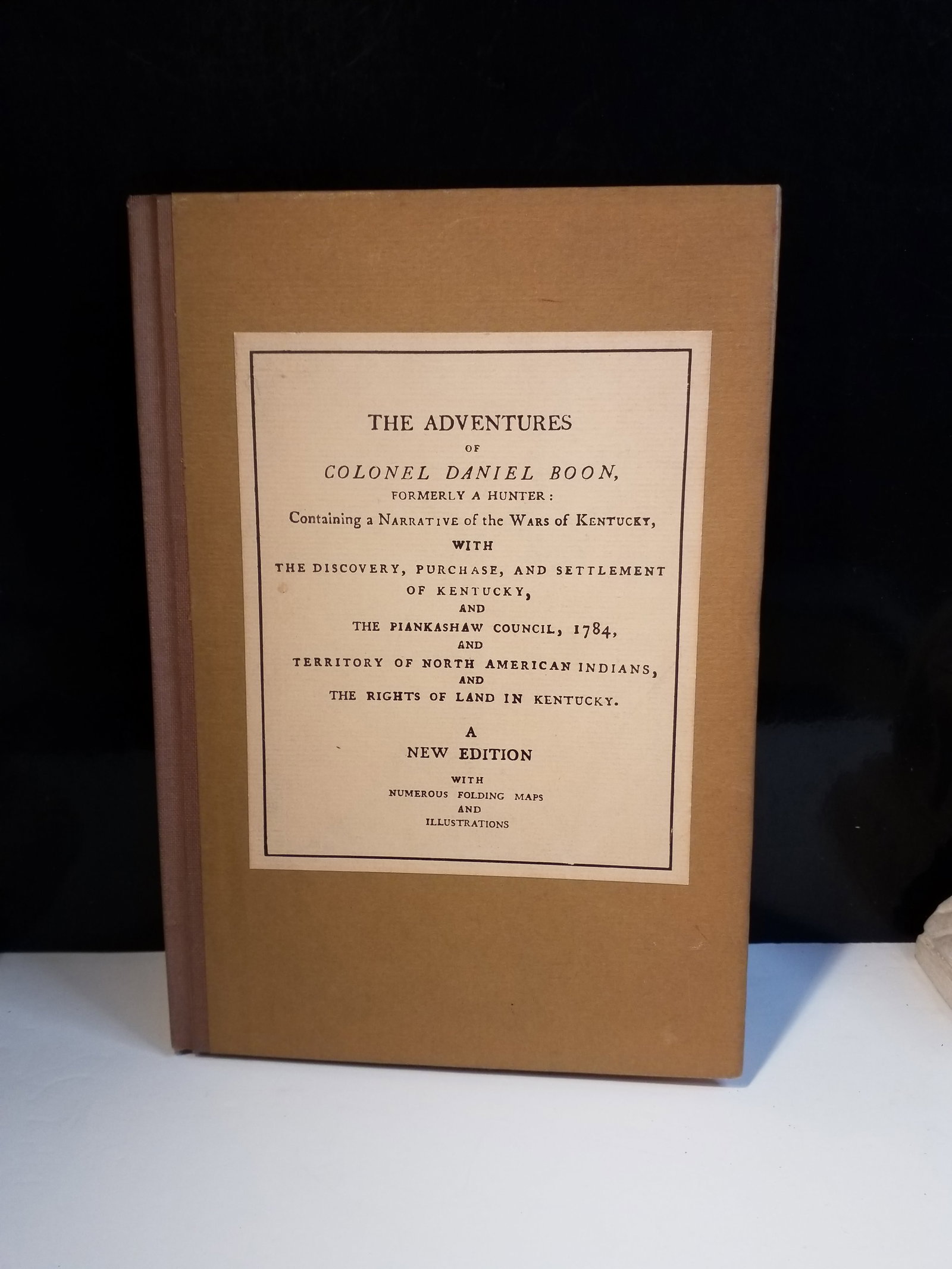 "The Adventures of Colonel Daniel Boon John Filson Facsimille of original Edition Maps Engravings: Original Author: While Boone is the subject, the text was famously written by John Filson based on interviews with Daniel Boone and first published in 1784.Content: It recounts Boone's 1769 journey fr