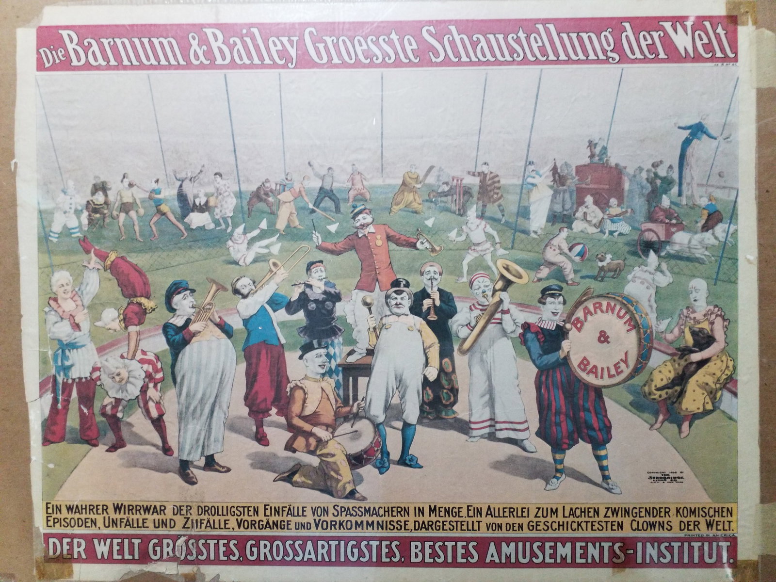 Exceedingly Scarce Original Dated Large 1898 Barnum and Bailey Circus Poster Printed in America (1 of 9)