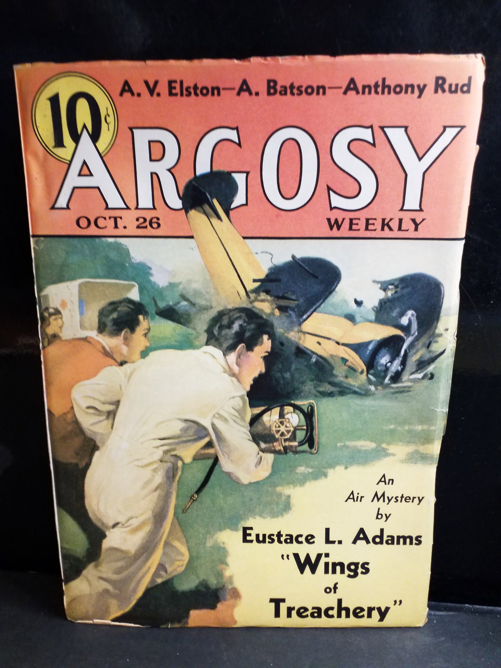 Argosy October 26, 1935 air mystery serial "Wings of Treachery" by Eustace L. Adams F+-VF+ (1 of 7)