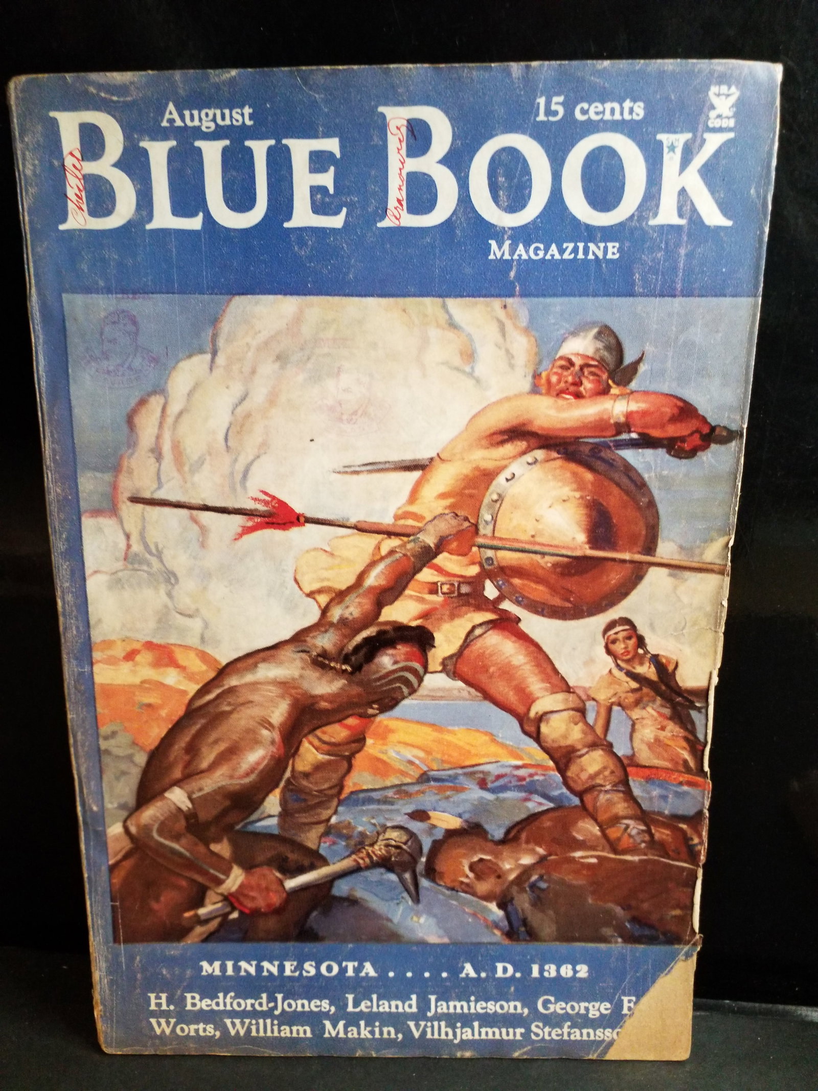 Blue Book magazine August 1935 pulp H. Bedford-Jones, Leland Jamieson, G. Worts VG+ (1 of 11)