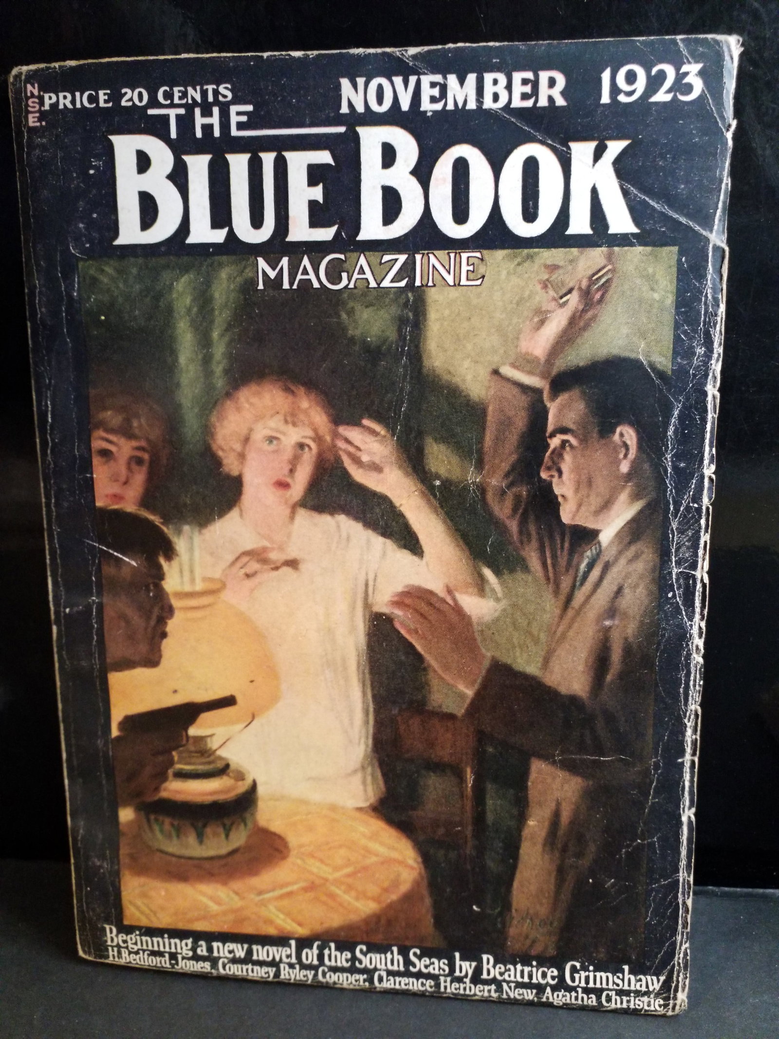 Blue Book magazine Nov. 1923 Early Appearance of Agatha Christie Rare VG+-F: The selected region features the cover of The Blue Book Magazine from November 1923. Published during the heyday of the 1920s, Blue Book stood out as one of the highly acclaimed "Big Four" general fic