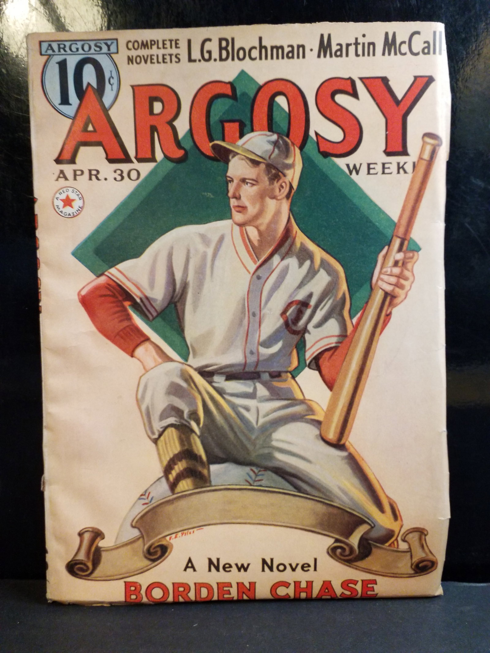Apr. 30 1938 Argosy Borden Case , Rubber Arm by Martin McCall, Max Brand , Baseball cover / F+ (1 of 6)