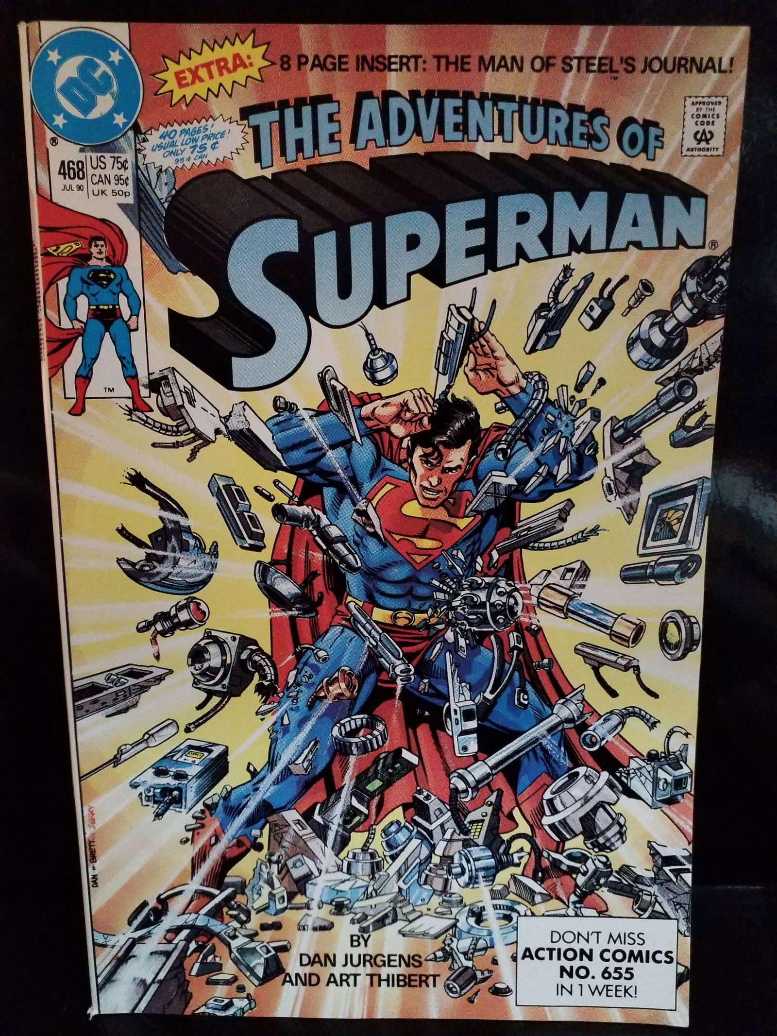 ADVENTURES OF SUPERMAN #468 JULY 1990 DC COMICS DAN JURGENS ART THIBERT VF+ (1 of 2)