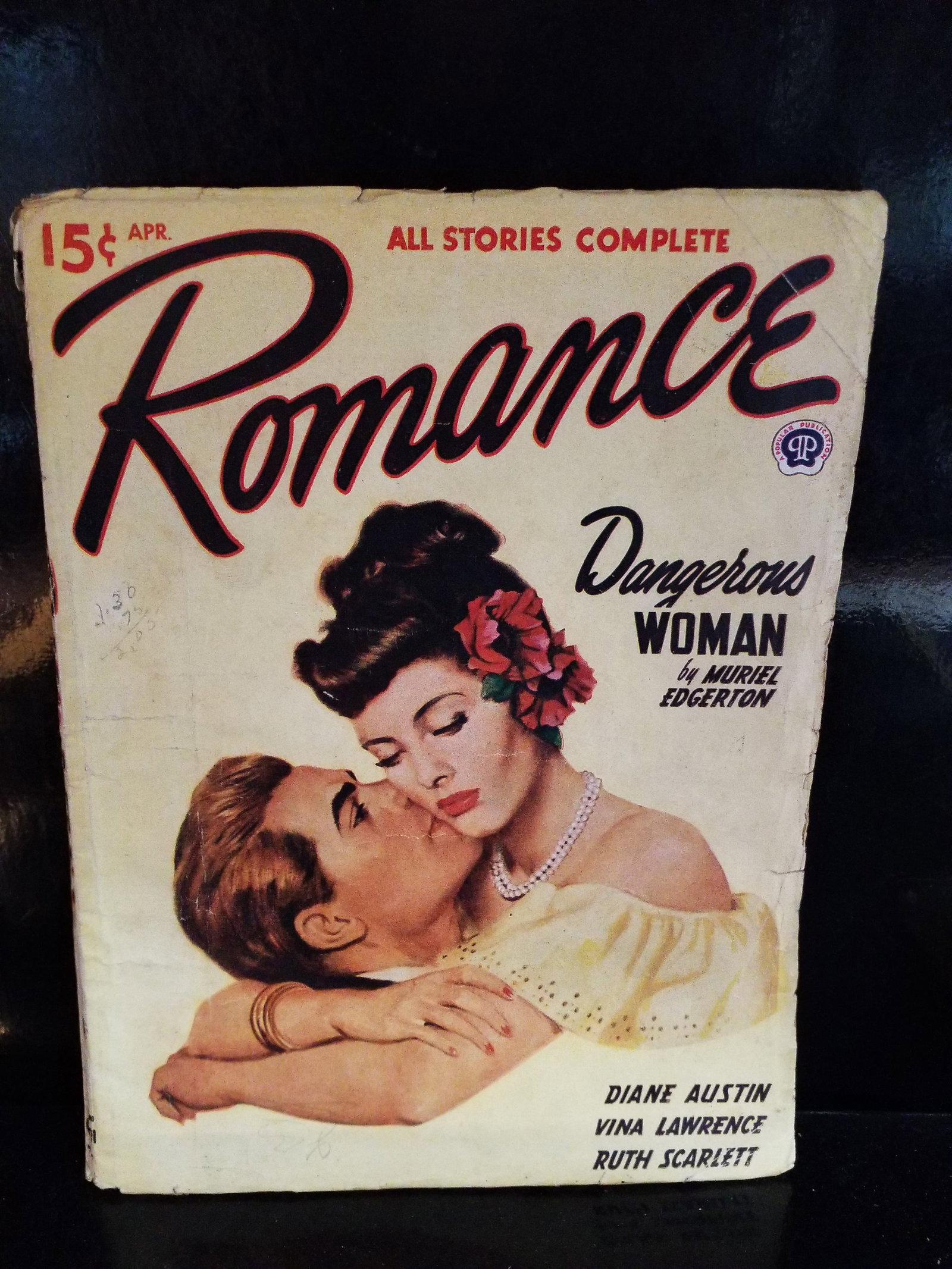 April 1948 Romance Dangerous Woman Muriel Edgerton female pulp authors-pin-up girl cover art-FN+: Many more Rare Original Early Pulps available, many in excellent condition. More Pulps being added daily to this our current sale. Please continue to check back for newly added items.In the condition 