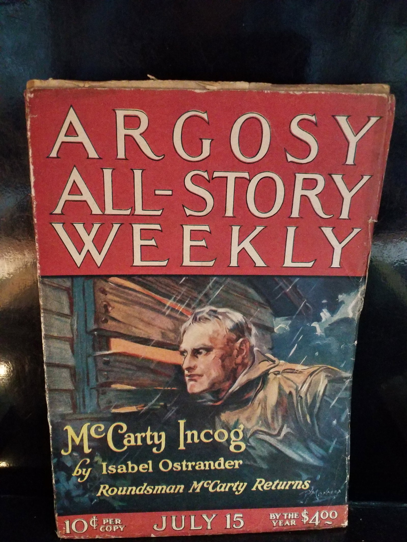 Argosy All-Story Weekly Pulp adventure mystery Comic McCarty Incog Ostrander July 15, 1922 F+: In exceptional higher grade condition, intact solid binding, Magazine Details Featured Story: "McCarty Incog." by Isabel Ostrander. Subtitle: "Roundsman McCarty Returns" Original Cover Price: 10¢ per