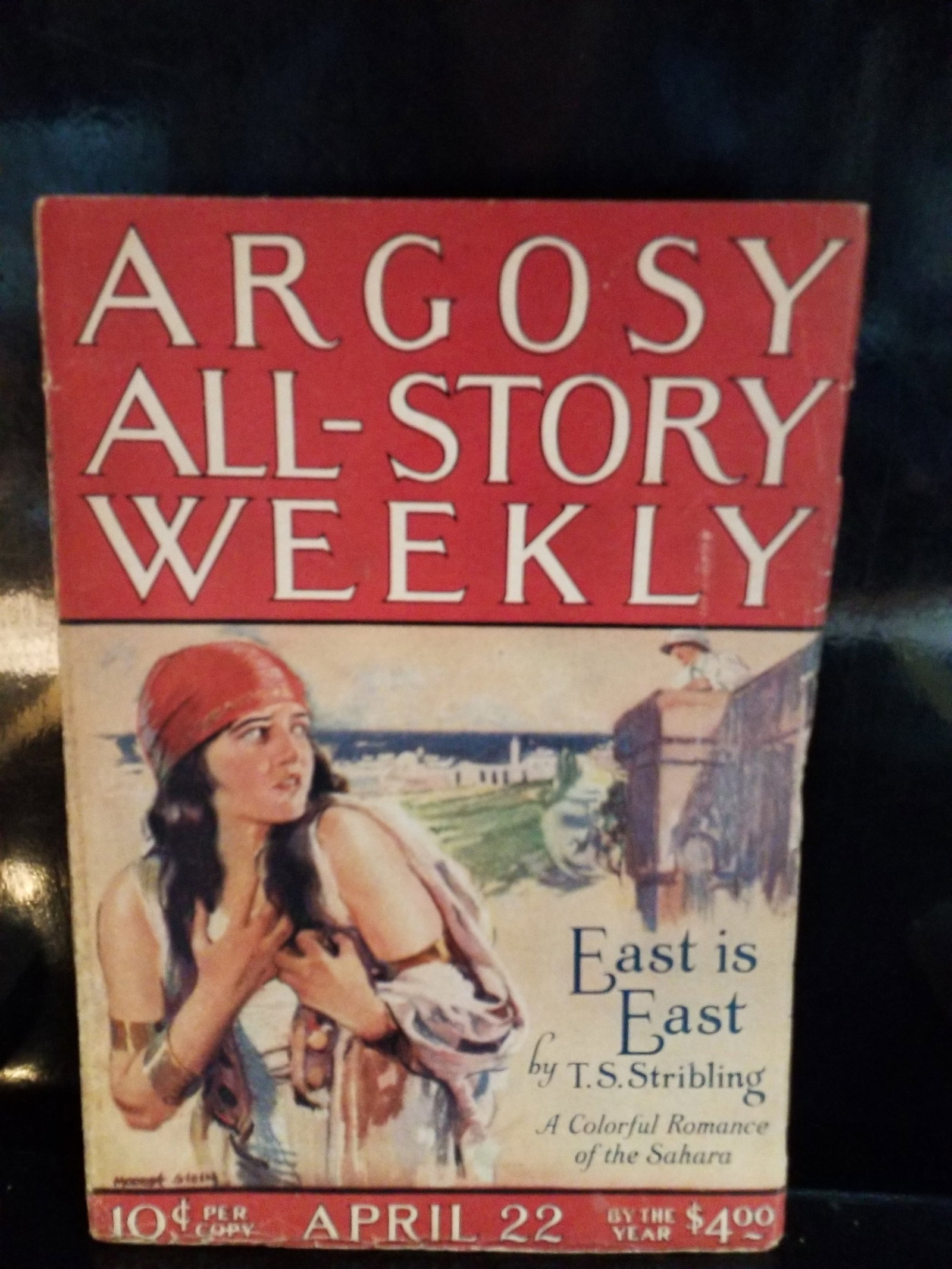 Apr. 22 1922 Argosy All Star Weekly Pulp East is East by T S Stribling Sahara Romace mystery F+: In exceptional higher grade condition, intact solid binding, Magazine Cover Story: Argosy All-Story Weekly. Key Specifications Issue Date: April 22, 1922.Cover Story: "East is East" by T. S. Stribling