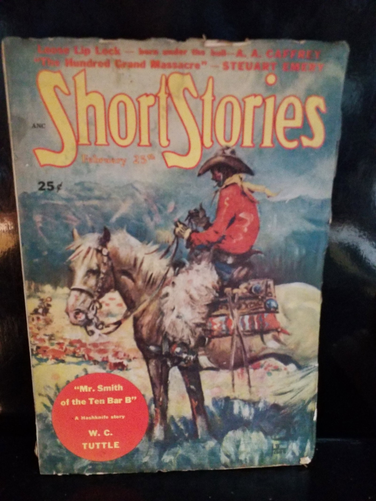 Feb 1949 Short Stories Pulp WC Tuttle Story featuring famous Western character Hashknife Hartley VG+: Higher Grade Pulp, Publication Date: February 25, 1949Cover Story: "Mr. Smith of the Ten Bar B" by W. C. Tuttle, featuring his famous Western character Hashknife Hartley. Cover Artist: Painted by Bent