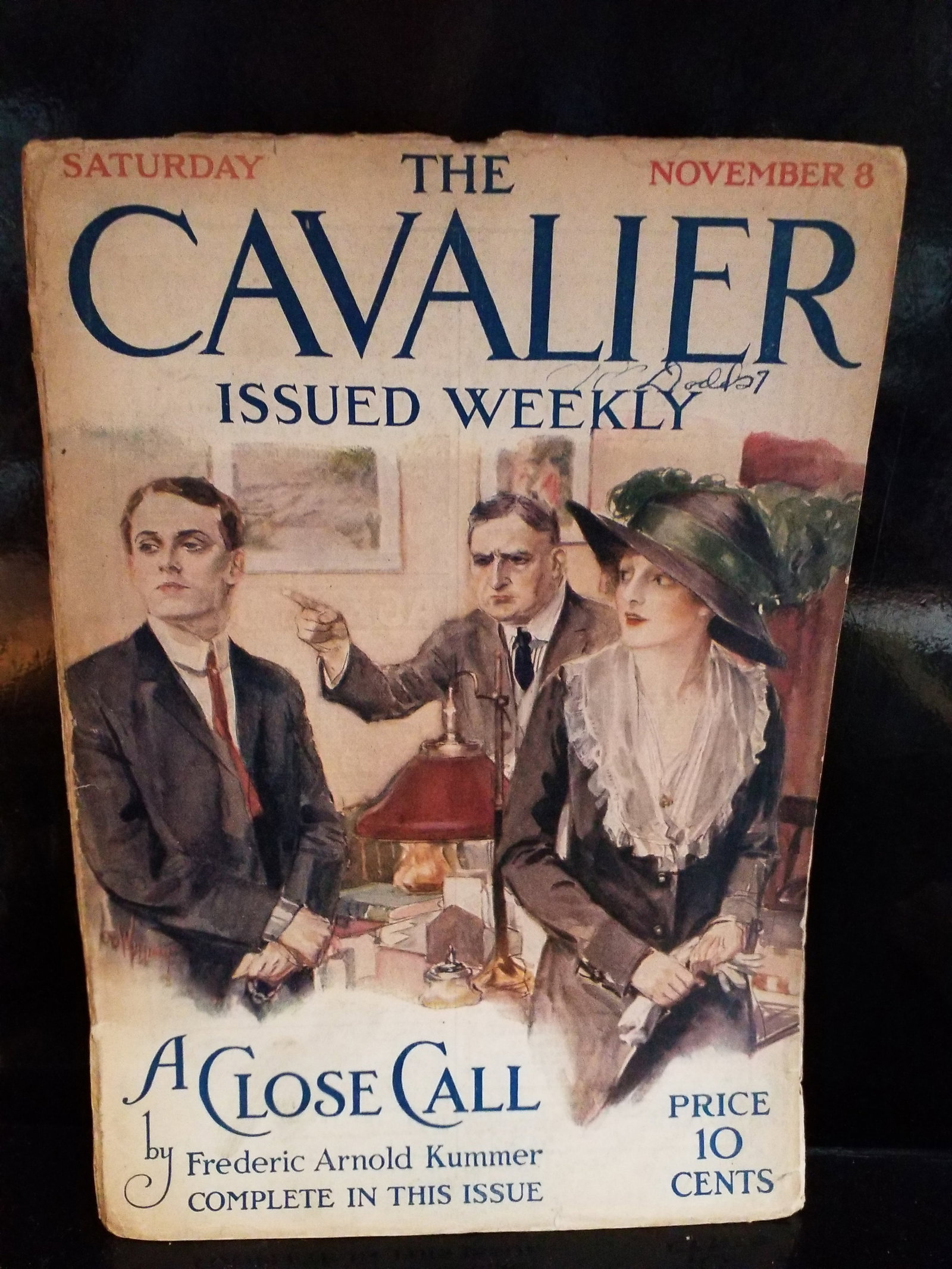 Golden Age Pulp Cavalier Issued Weekly Nov.8 1914 Edgar Rice Burroughs Rare VG+: The Cavalier pulp magazine from the early 20th century, specifically an issue published by the Frank A. Munsey CompanyHigher Grade Golden Age Pulp Publication Context: The Cavalier ran from 1908 to 19
