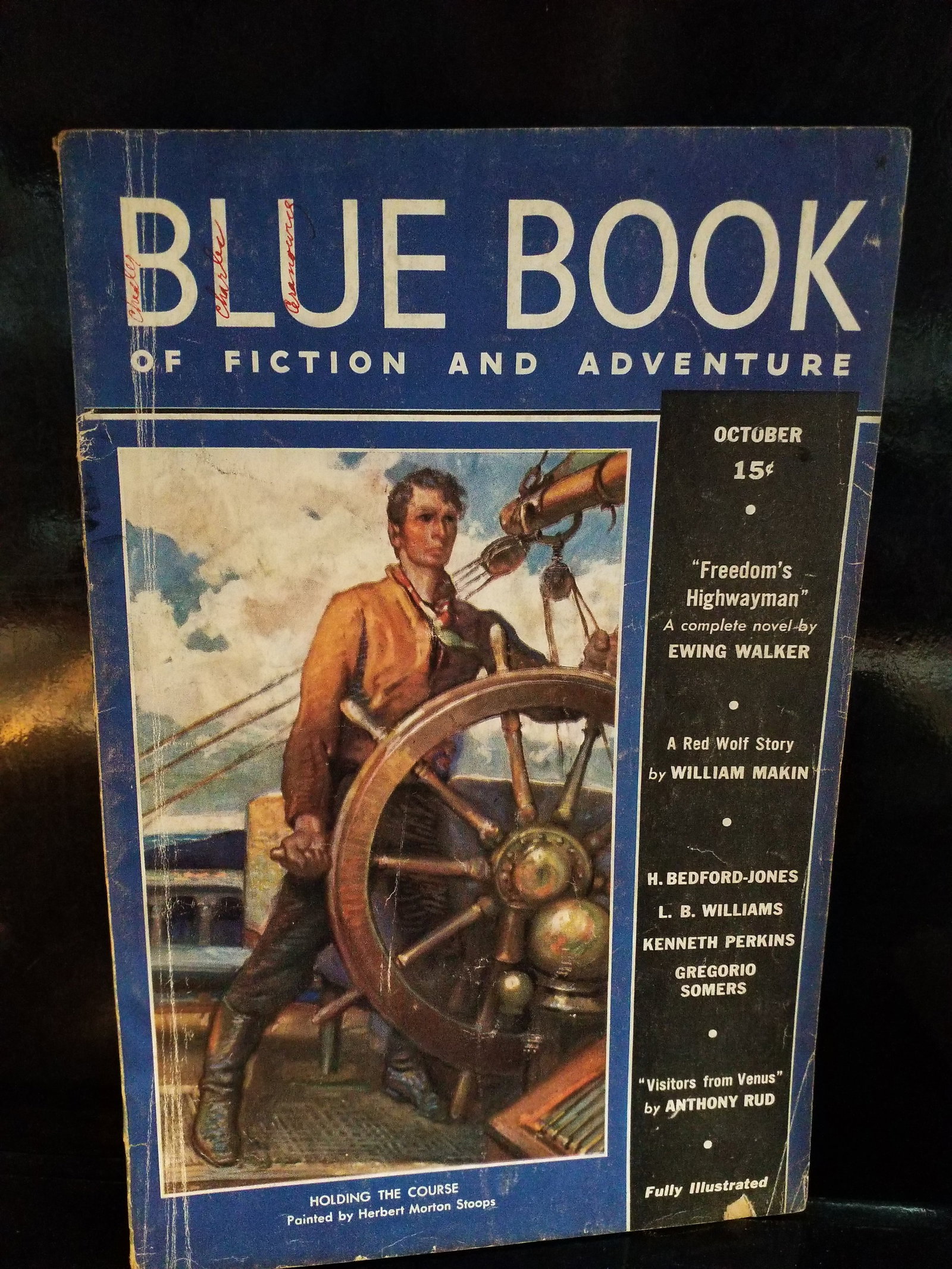 Golden Age Pulp Blue Book Oct 1937 Freedom's Highwayman by Ewing Walker Visitors from Venus VG+-F: The Illustrated Blue Book of Fiction , pulp In Exceptional Condition, Original Golden Age Pulp Cover The highlighted item is the October 1937 issue of The Blue Book Magazine (Volume 65, No. 6), a prom