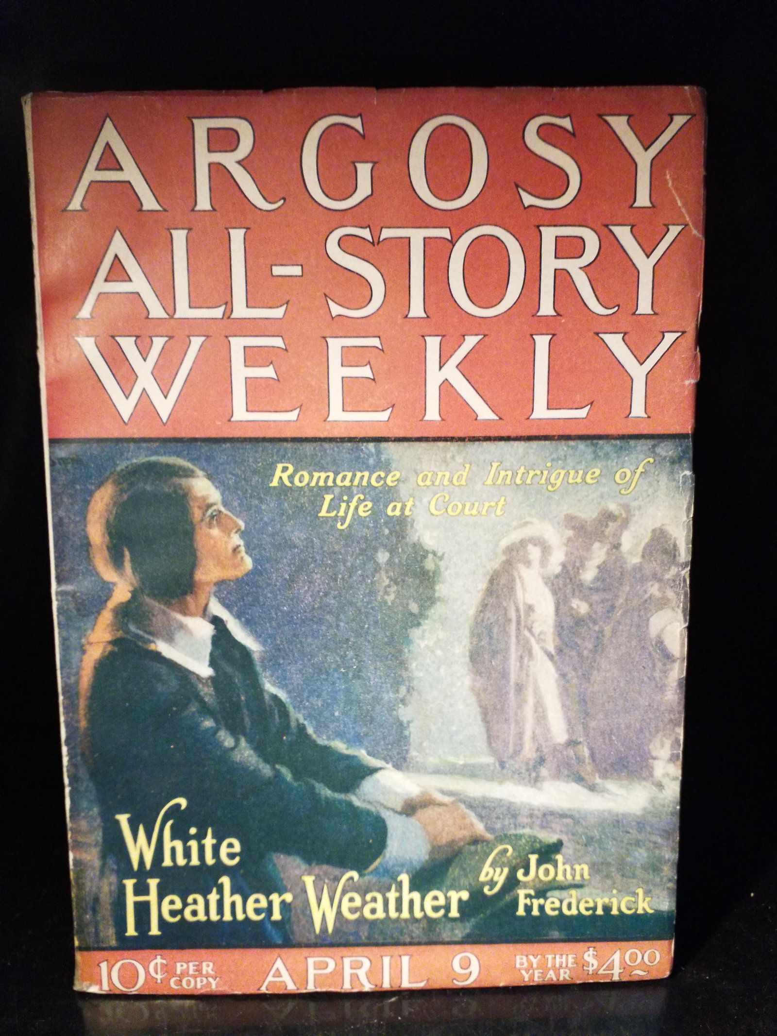 Golden Age Pulp Argosy All-Story Weekly April 9th 1921 White Feather Heather Romance Intrigue VG++: Featured Story: "White Heather Weather" by John Frederick. Author Identity: "John Frederick" was a well-known pseudonym used by [Frederick Faust, the incredibly prolific author best recognized under h