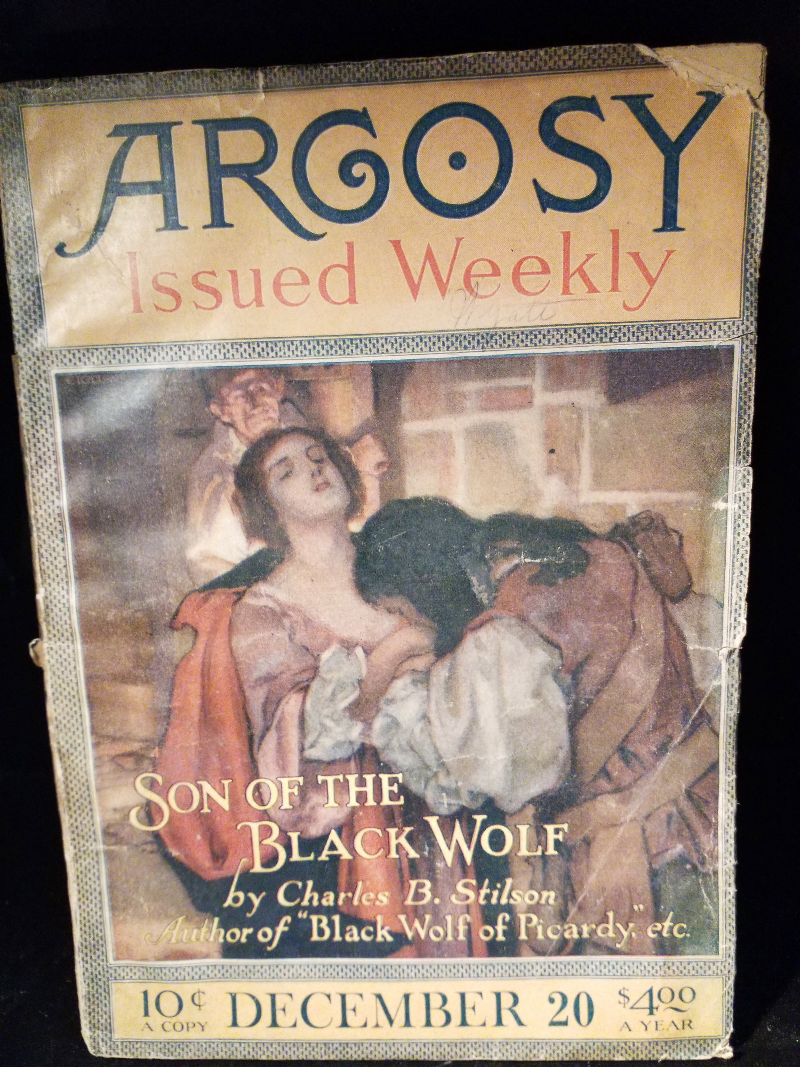 Dec 20 1919 Golden Age Pulp Argosy Sone of the Black Wolf Charles Stilson Passion Girl Cover Art VG+ (1 of 4)