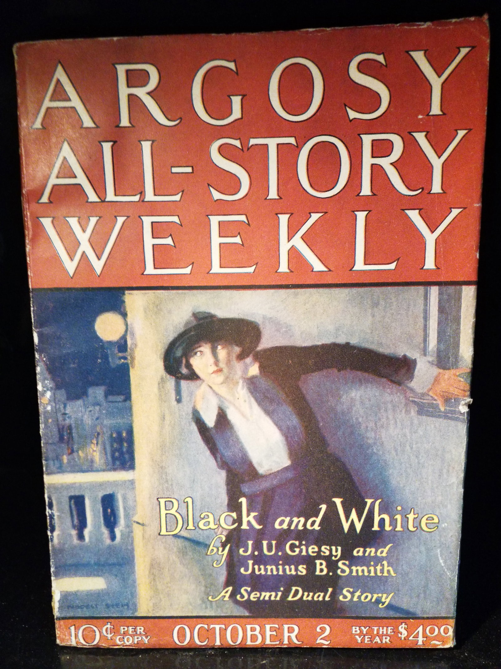 Oct. 2 1920 Golden Age Pulp Argosy All Star Weekly Black and White Mystic Occult Detective VG+-F: pulp fiction magazine Argosy All-Story Weekly dated October 2, 1920 (Volume 126, Number 1). This specific issue features the front cover art and lead novelette "Black and White", written by the popula