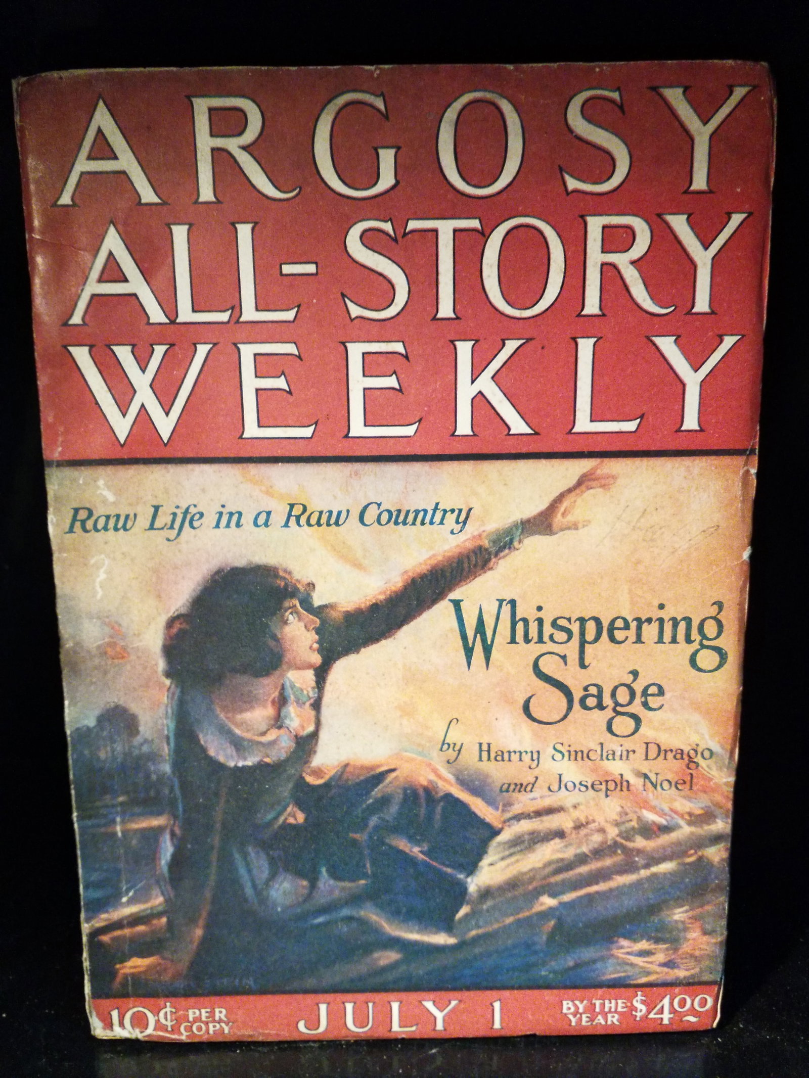 July 1 1922 Golden Age Pulp Argosy All Star Weekly July 1 1922 Whispering Saga, The Ju Ju Man VG+: pulp fiction magazine Argosy All-Story Weekly Argosy All-Story Weekly pulp magazine. Issue Details Publication Date: July 1, 1922.Cover Story: "Whispering Sage" by Harry Sinclair Drago and Joseph Noel