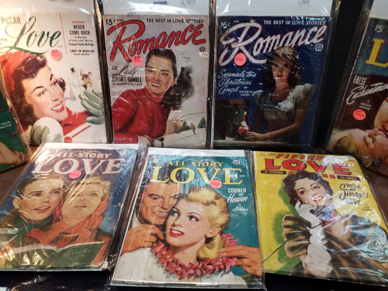 A Nice Lot of 12 Original Golden Age Love Pin up Girl Ideal Romance Pulps From the 1940s and 50s: A very nice lot of 12 Original early Pulps most from the 1920s some from the 30s, many are in VG+ condition or better. A nice selection. Many are quite desirable. Please view Pictures below for pulps 