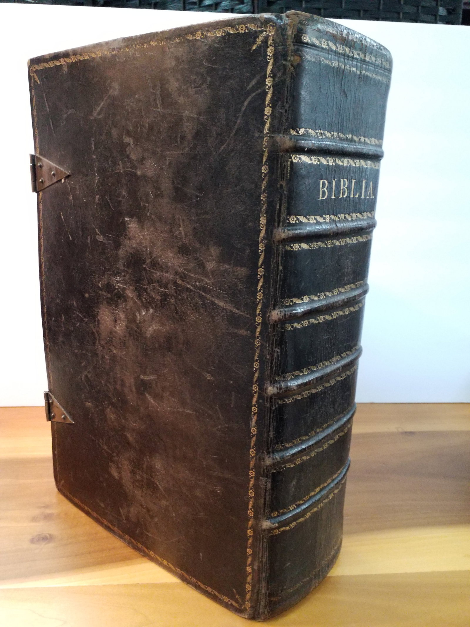 Massive Leatherbound Bible 1765 Colonial Era Incredible Full page Woodcuts Handwritten History Yoder (1 of 20)